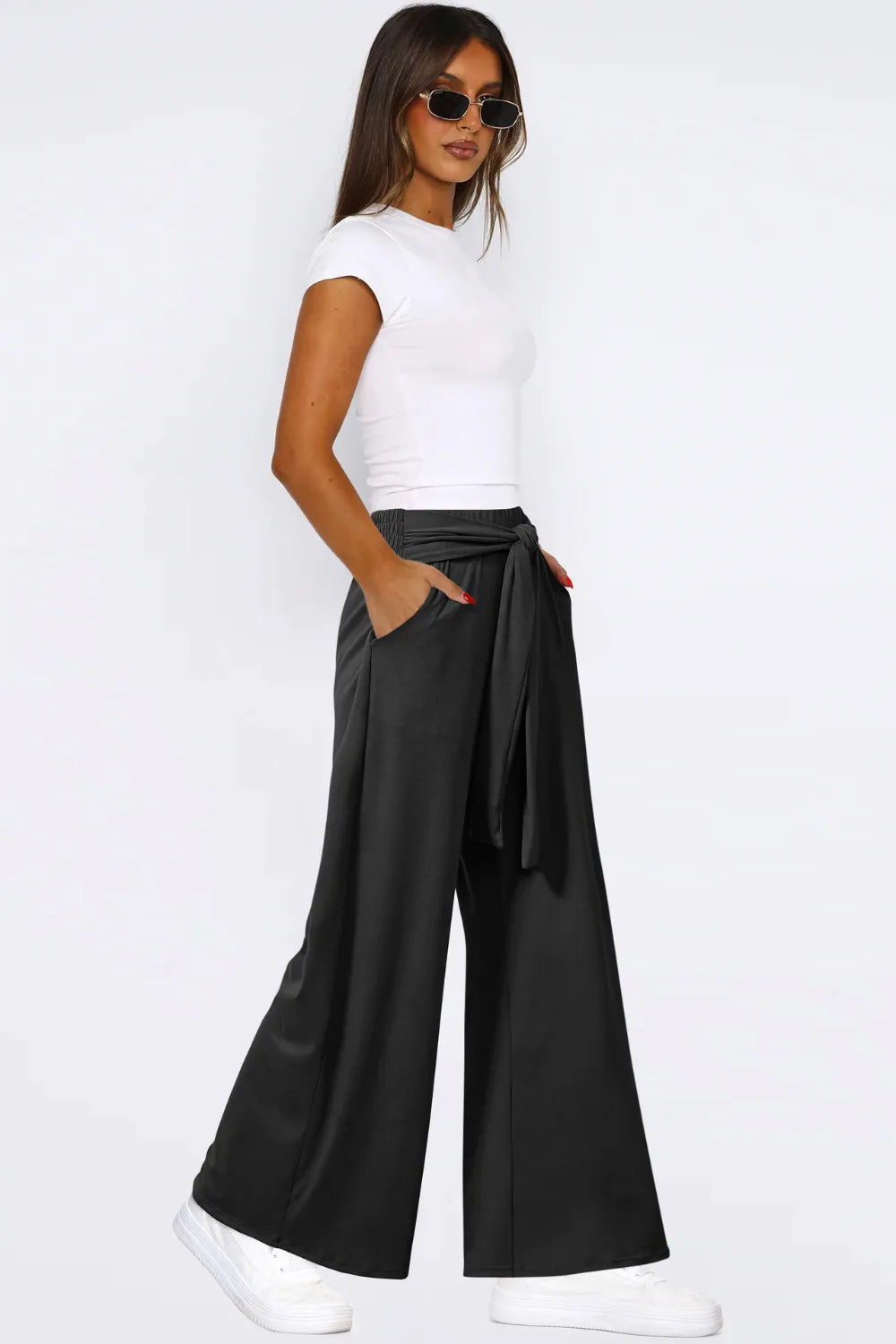 Tied Pocketed Wide Leg Pants – Trendsi | ClozArt