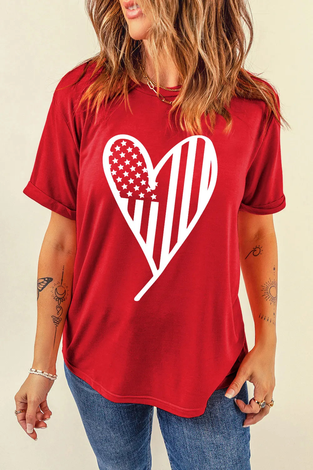 Heart Round Neck Short Sleeve T-Shirt – Trendsi | ClozArt