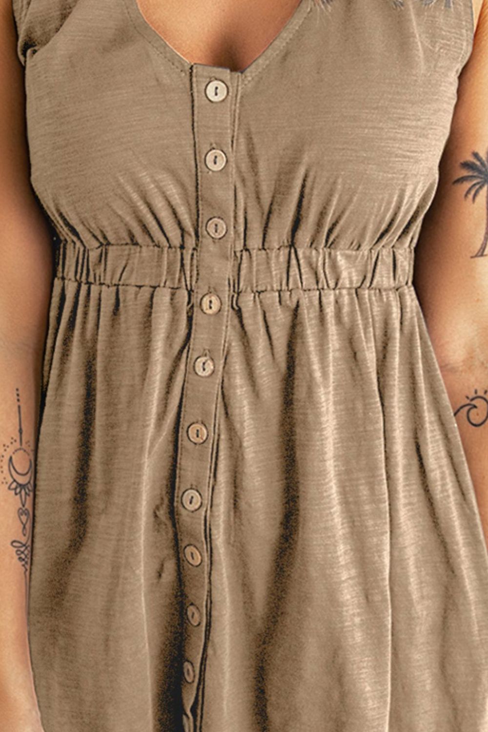 Sleeveless Button Down Mini Magic Dress – Trendsi | ClozArt