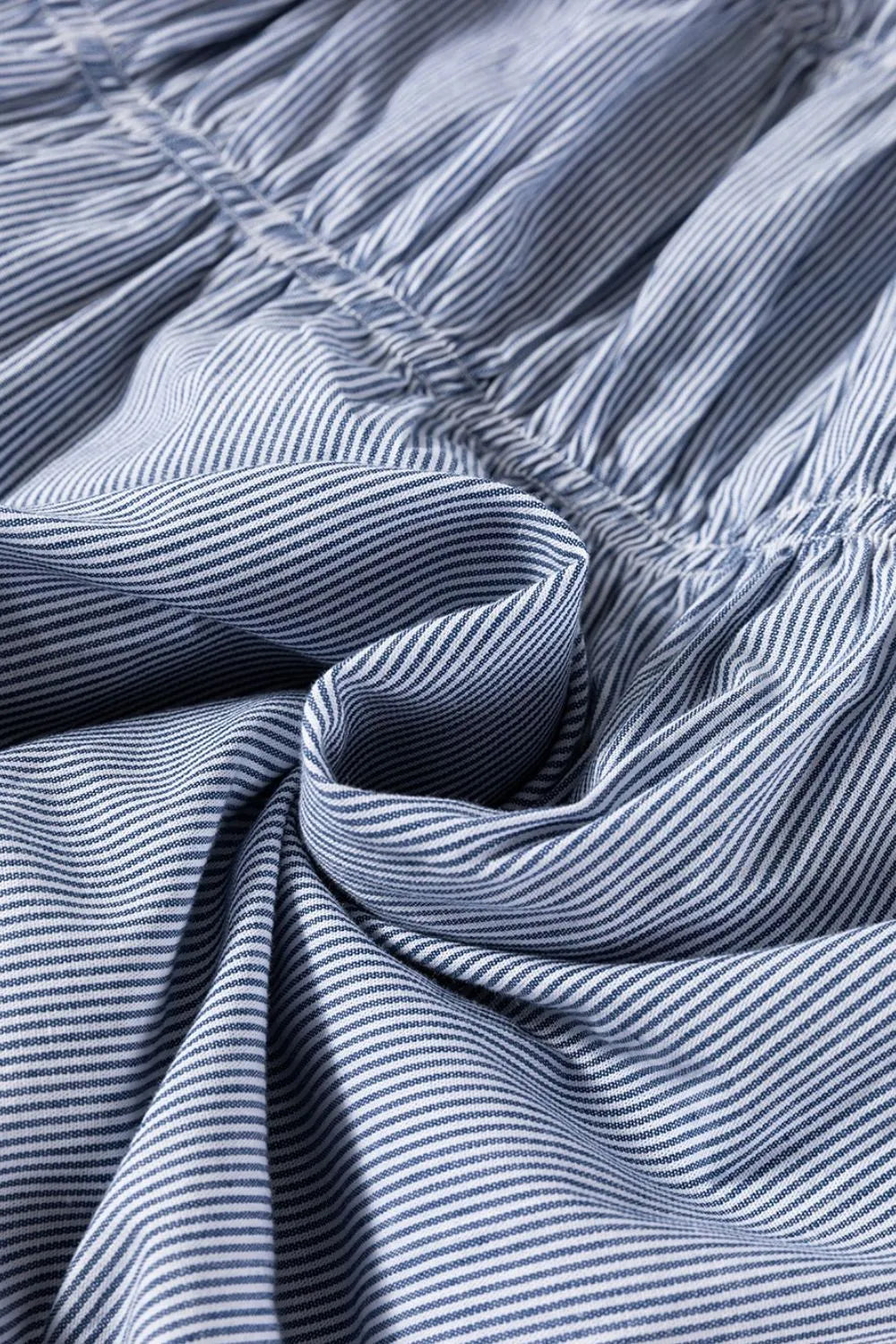 Striped Bubble Sleeve Ruched Babydoll Dress – Trendsi | ClozArt