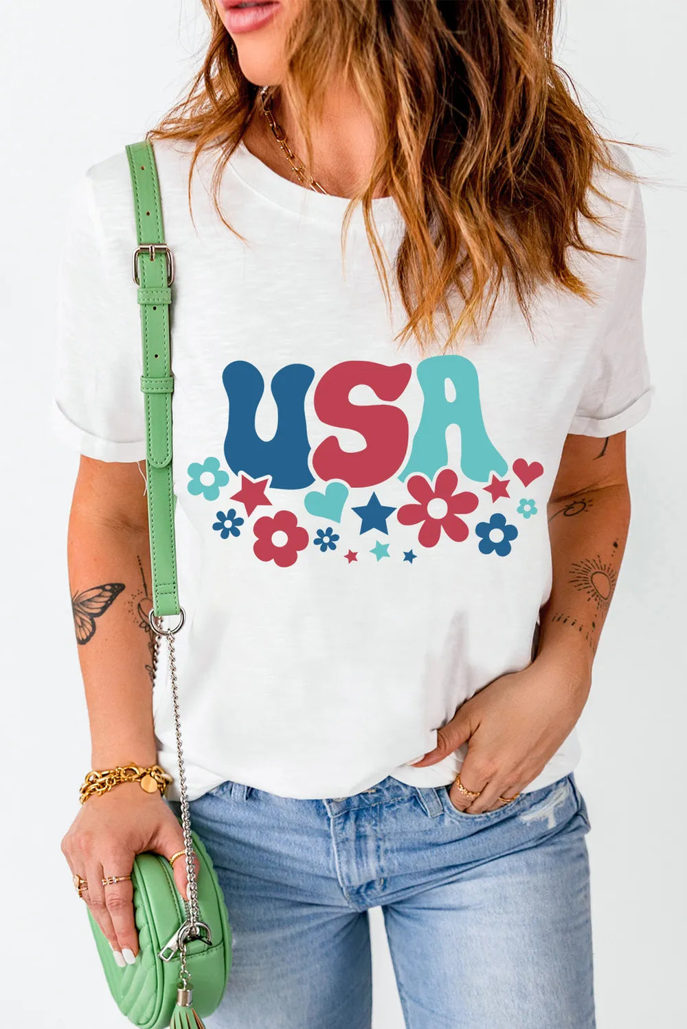 USA Round Neck Short Sleeve T-Shirt – Trendsi | ClozArt