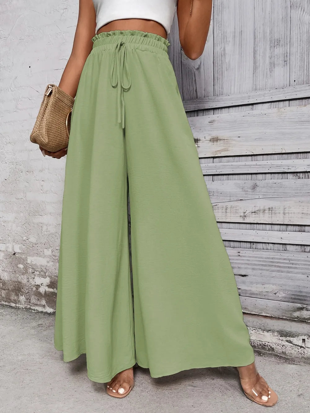 Honey Tied High Waist Wide Leg Pants – Trendsi | ClozArt