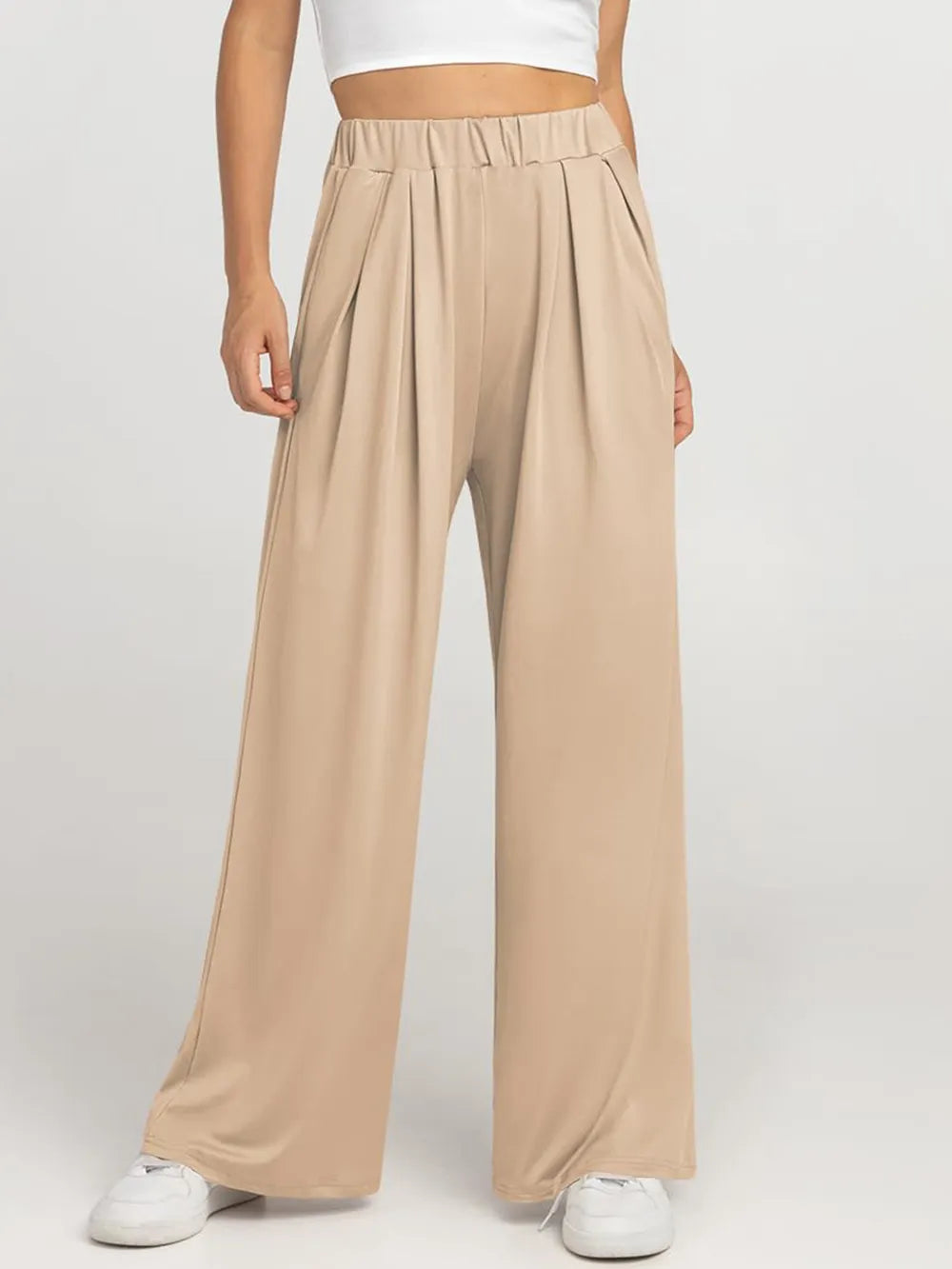 Elastic Waist Wide Leg Pants – Trendsi | ClozArt