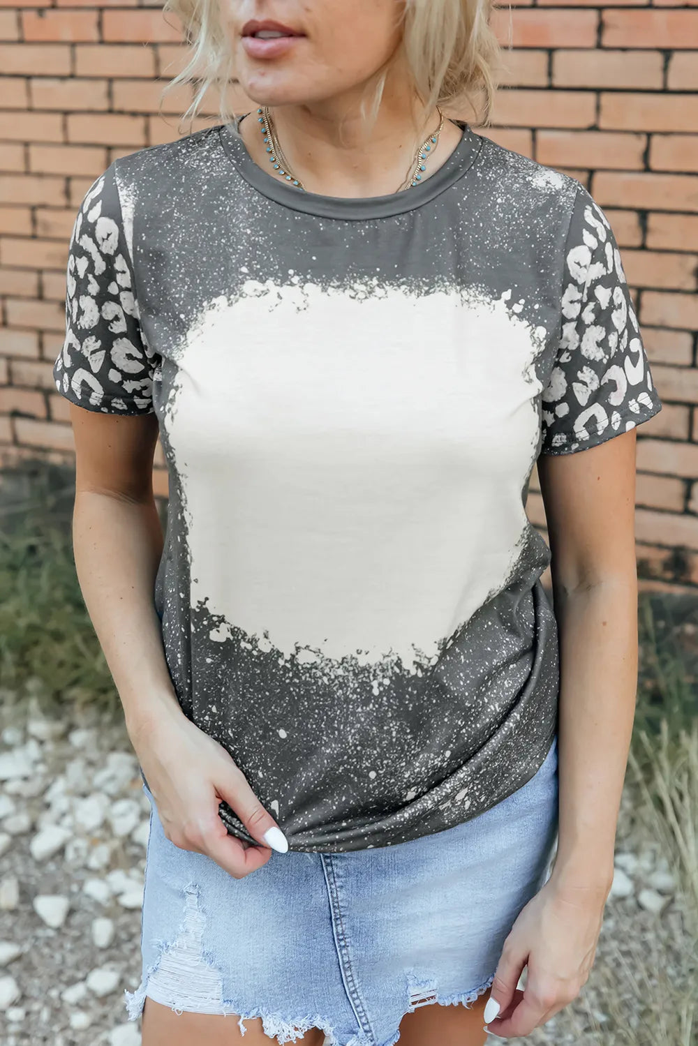 Leopard Round Neck Short Sleeve T-Shirt – Trendsi | ClozArt