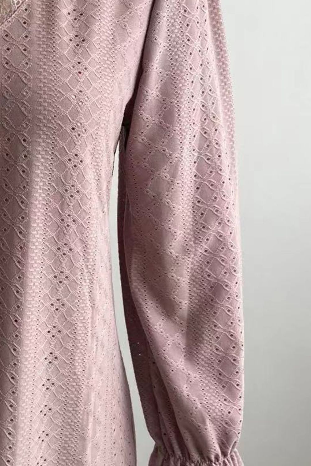 Eyelet V-Neck Flounce Sleeve Blouse – Trendsi | ClozArt