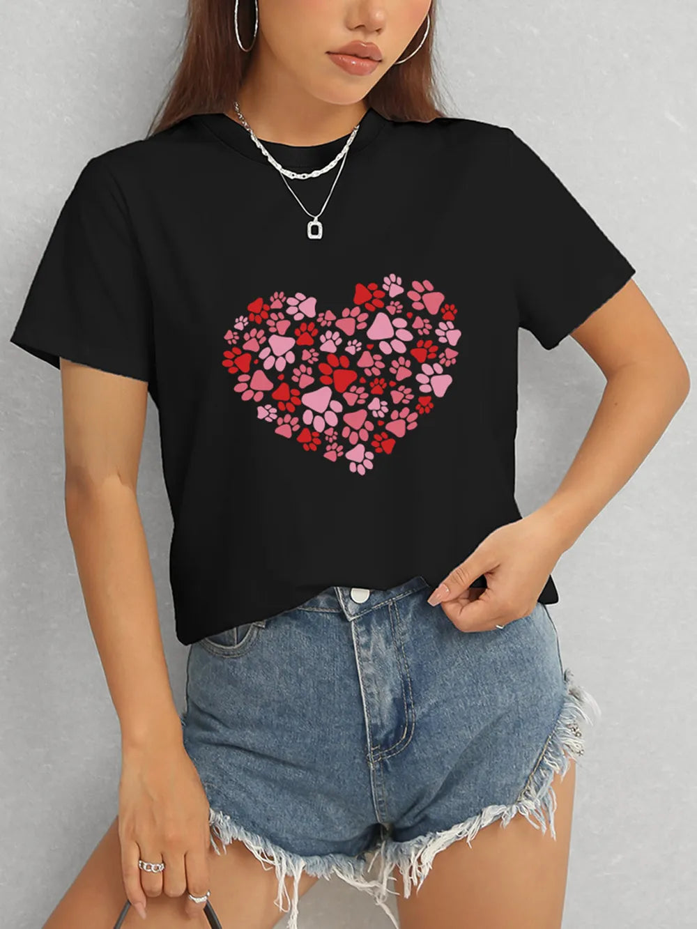 Heart Round Neck Short Sleeve T-Shirt – Trendsi | ClozArt
