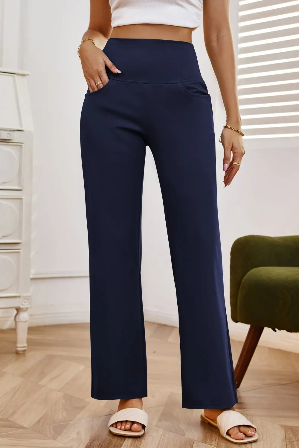 High Waist Wide Leg Pants with Pockets – Trendsi | ClozArt