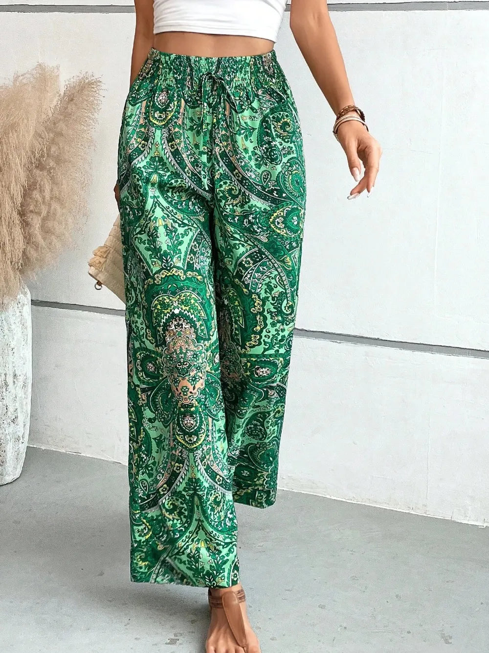 Printed Wide Leg Pants – Trendsi | ClozArt
