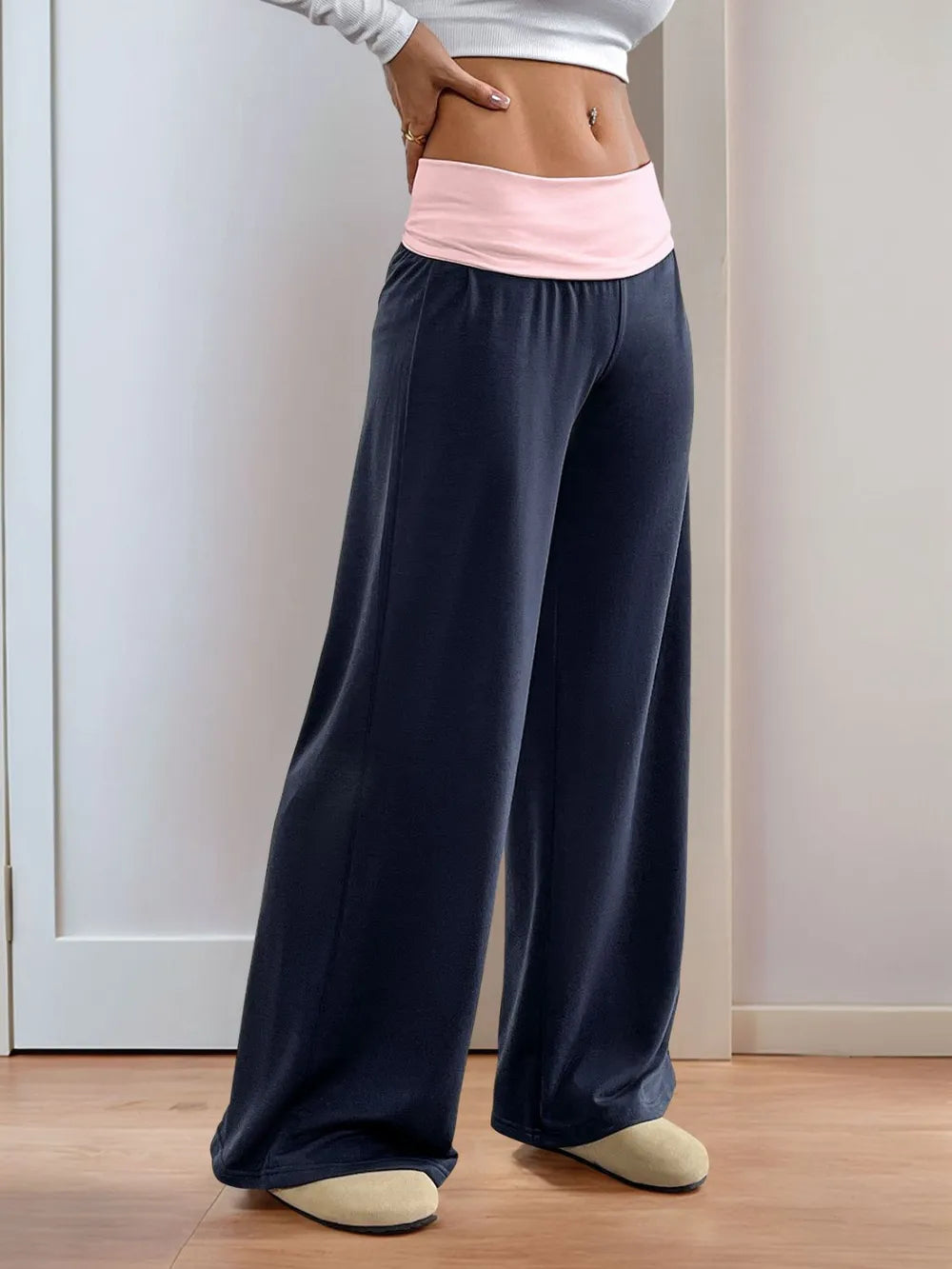 Perfee Contrast Wide Leg Pants – Trendsi | ClozArt