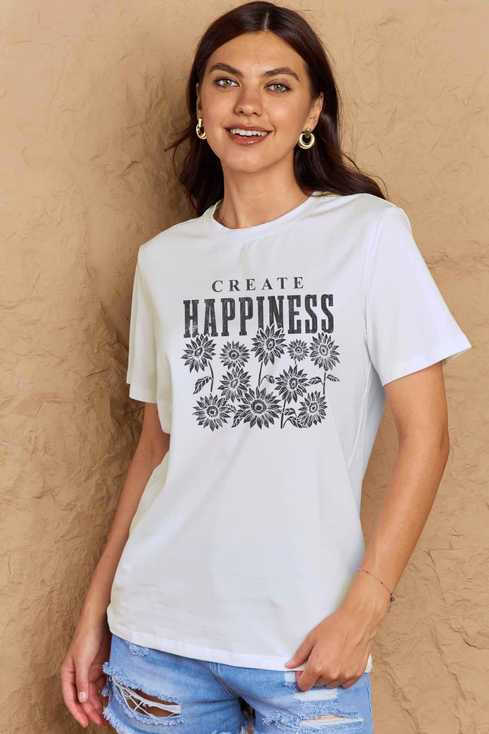 Simply Love Full Size CREATE HAPPINESS Graphic Cotton T-Shirt – Trendsi | ClozArt