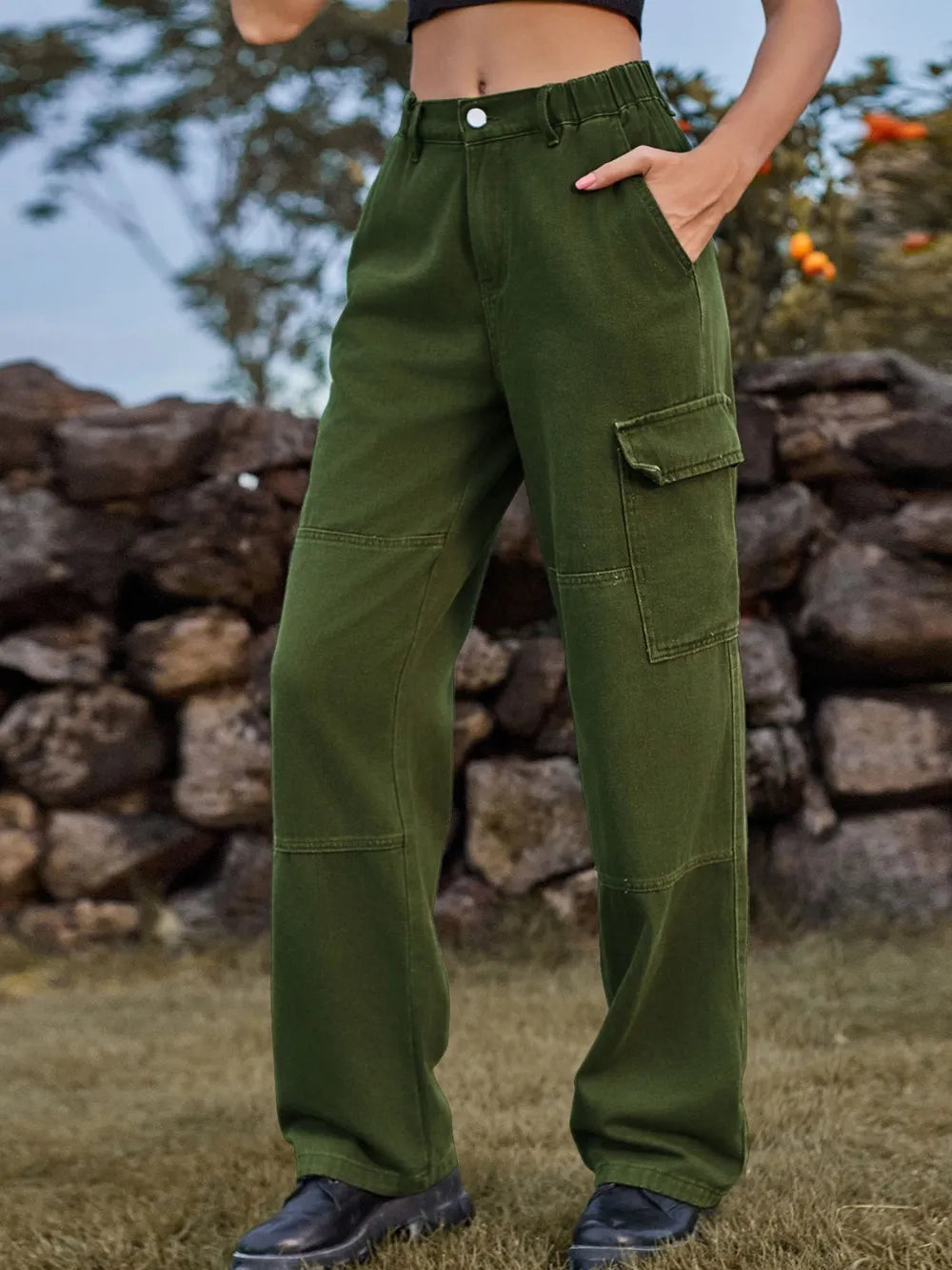 High Waist Cargo Straight Jeans – Trendsi | ClozArt