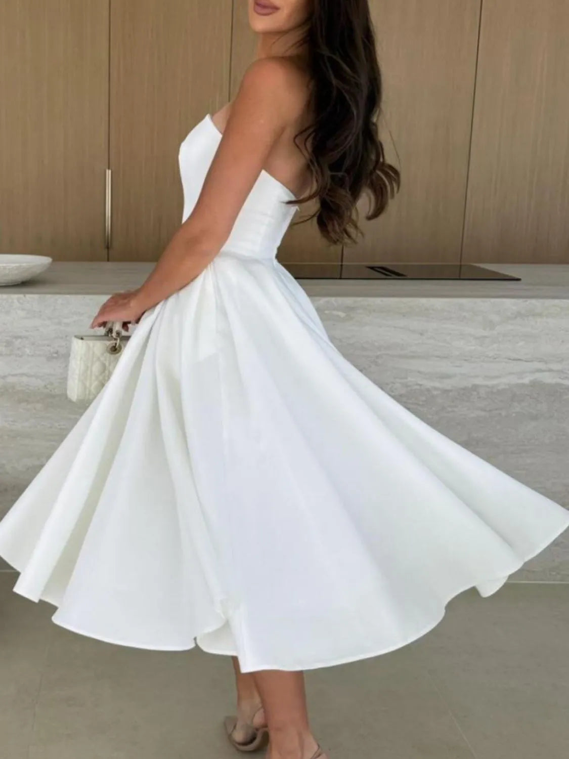 Solid Color Tube Midi Dress – Trendsi | ClozArt