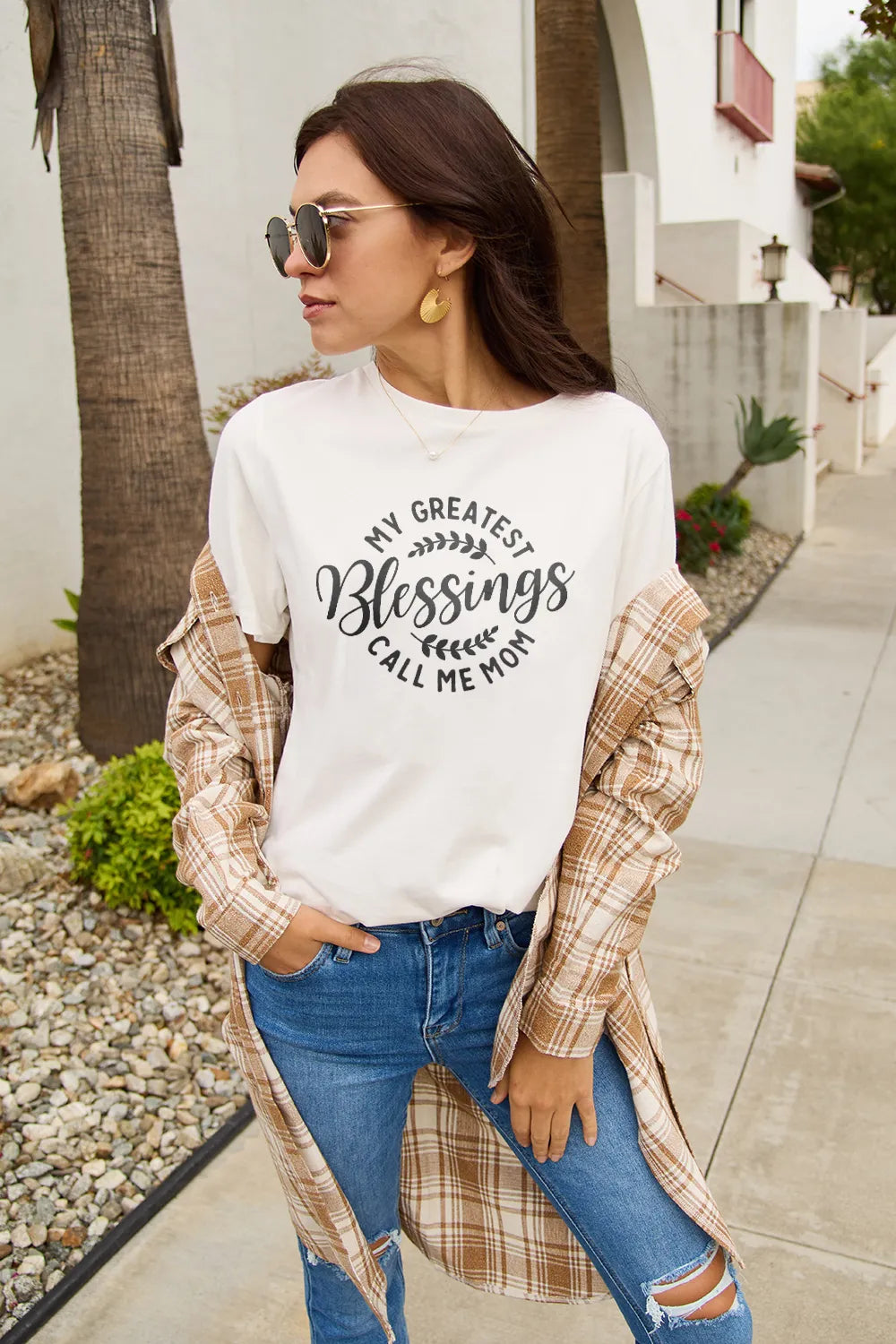 Simply Love Full Size MY GREATEST BLESSINGS CALL ME MOM Short Sleeve T-Shirt – Trendsi | ClozArt