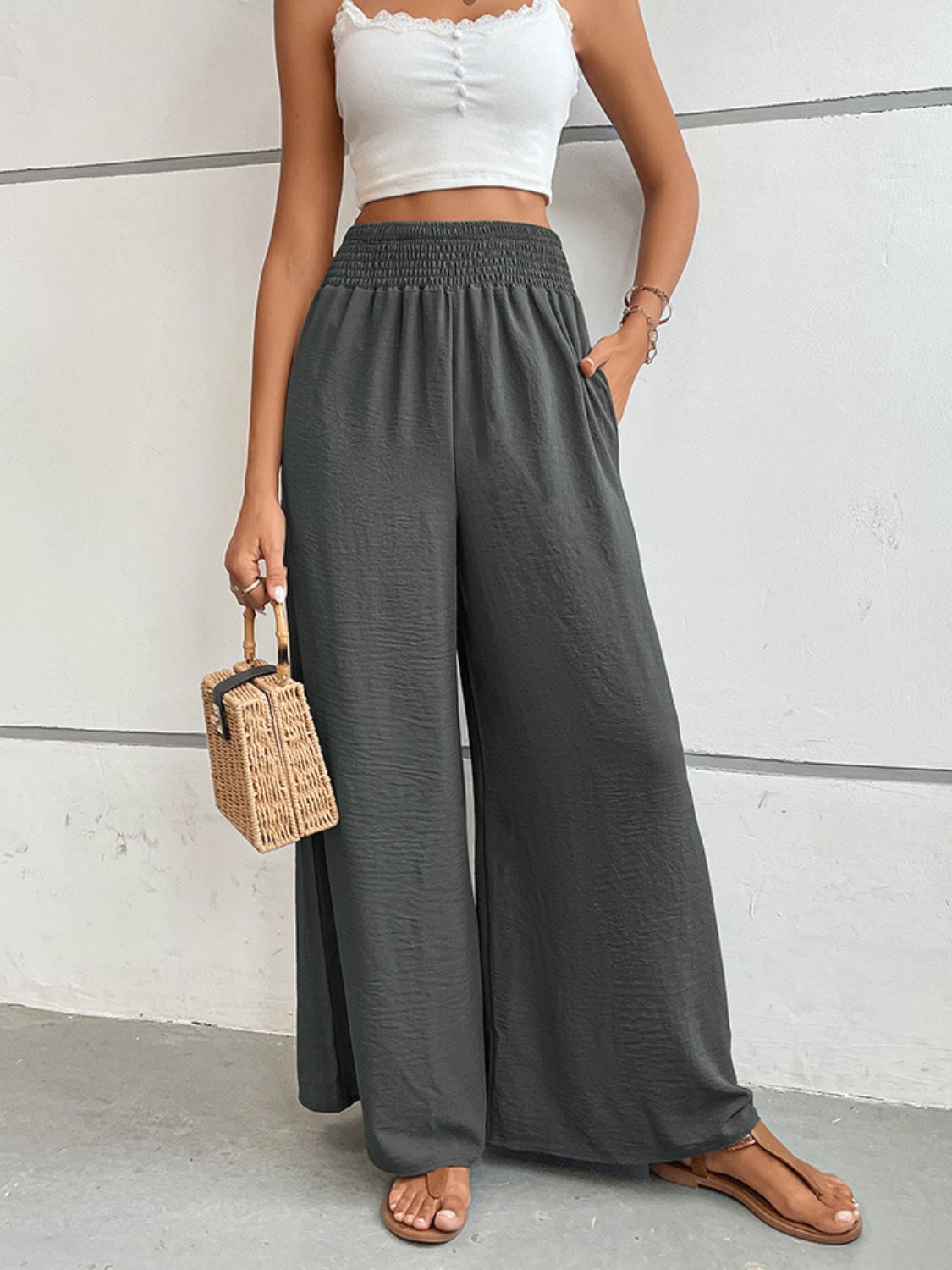 Perfee Wide Waistband Relax Fit Long Pants – Trendsi | ClozArt