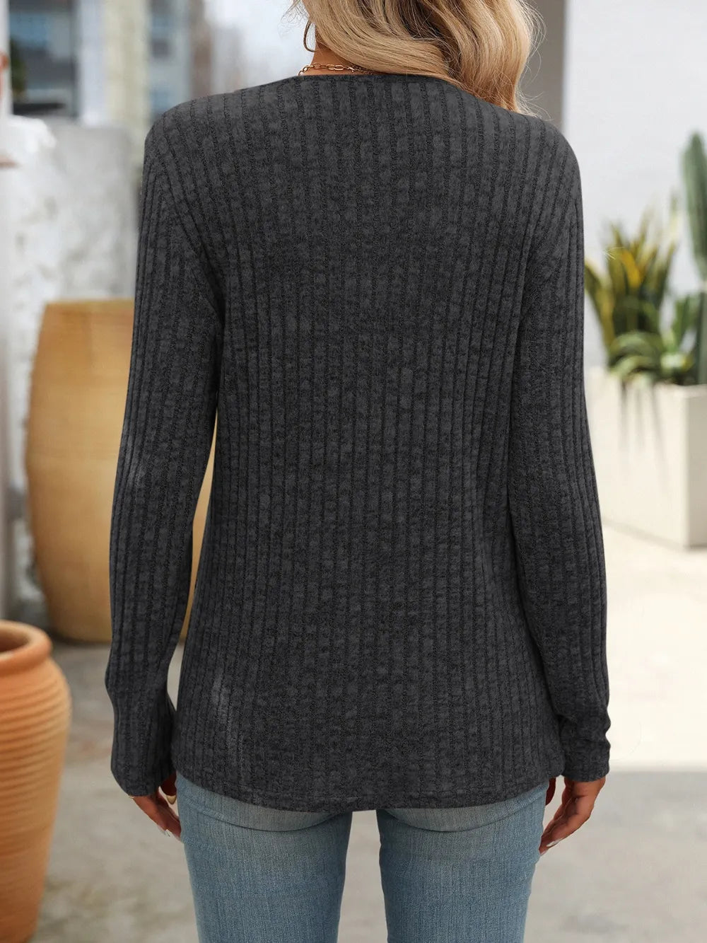 Mandy Square Neck Long Sleeve T-Shirt – Trendsi | ClozArt