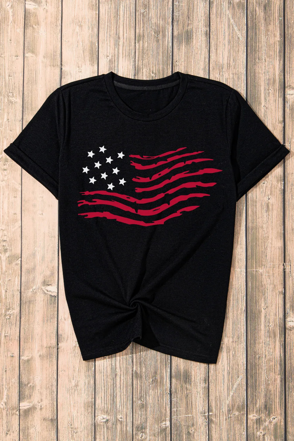 US Flag Round Neck Short Sleeve T-Shirt – Trendsi | ClozArt