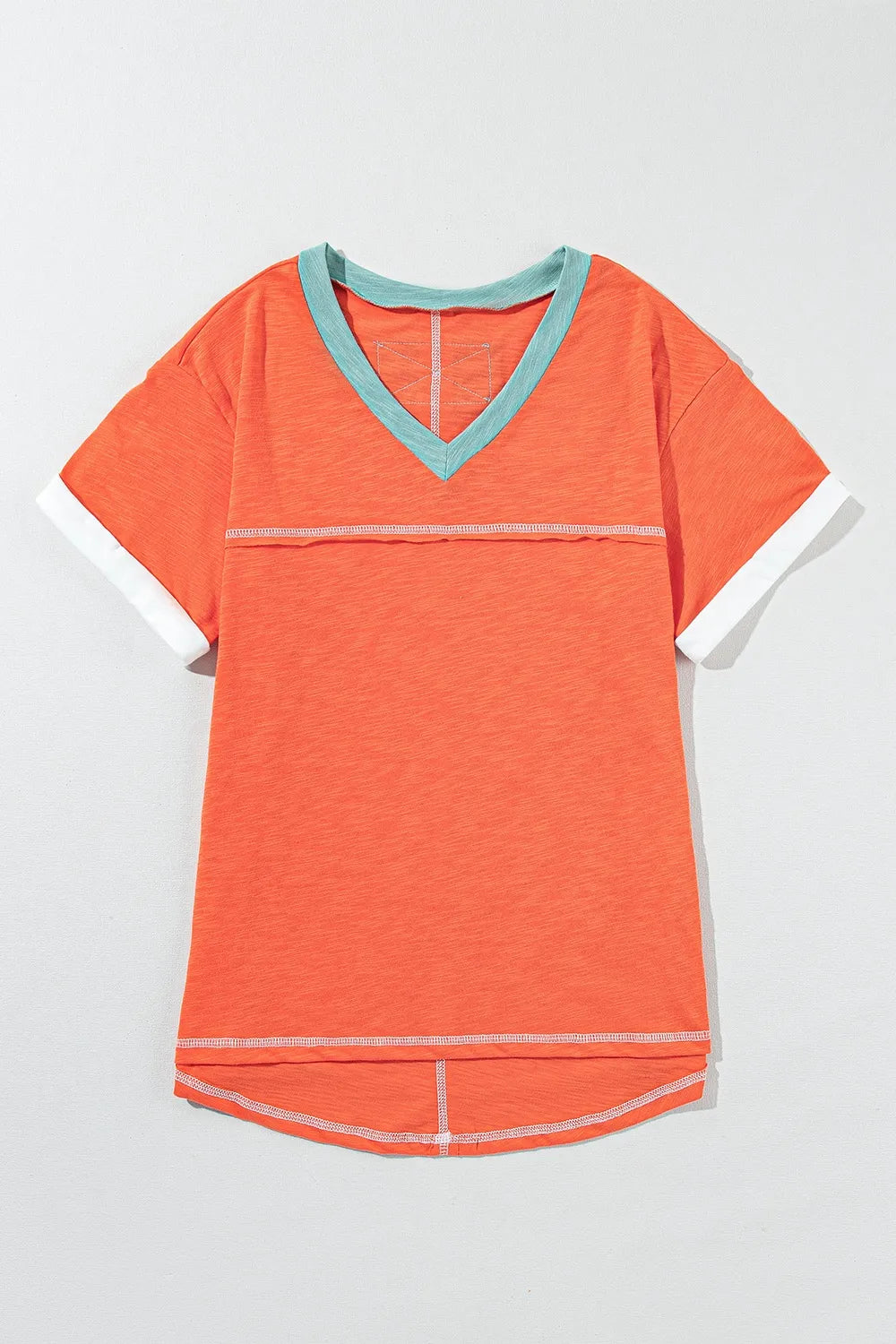 Color Block V-Neck Short Sleeve T-Shirt – Trendsi | ClozArt