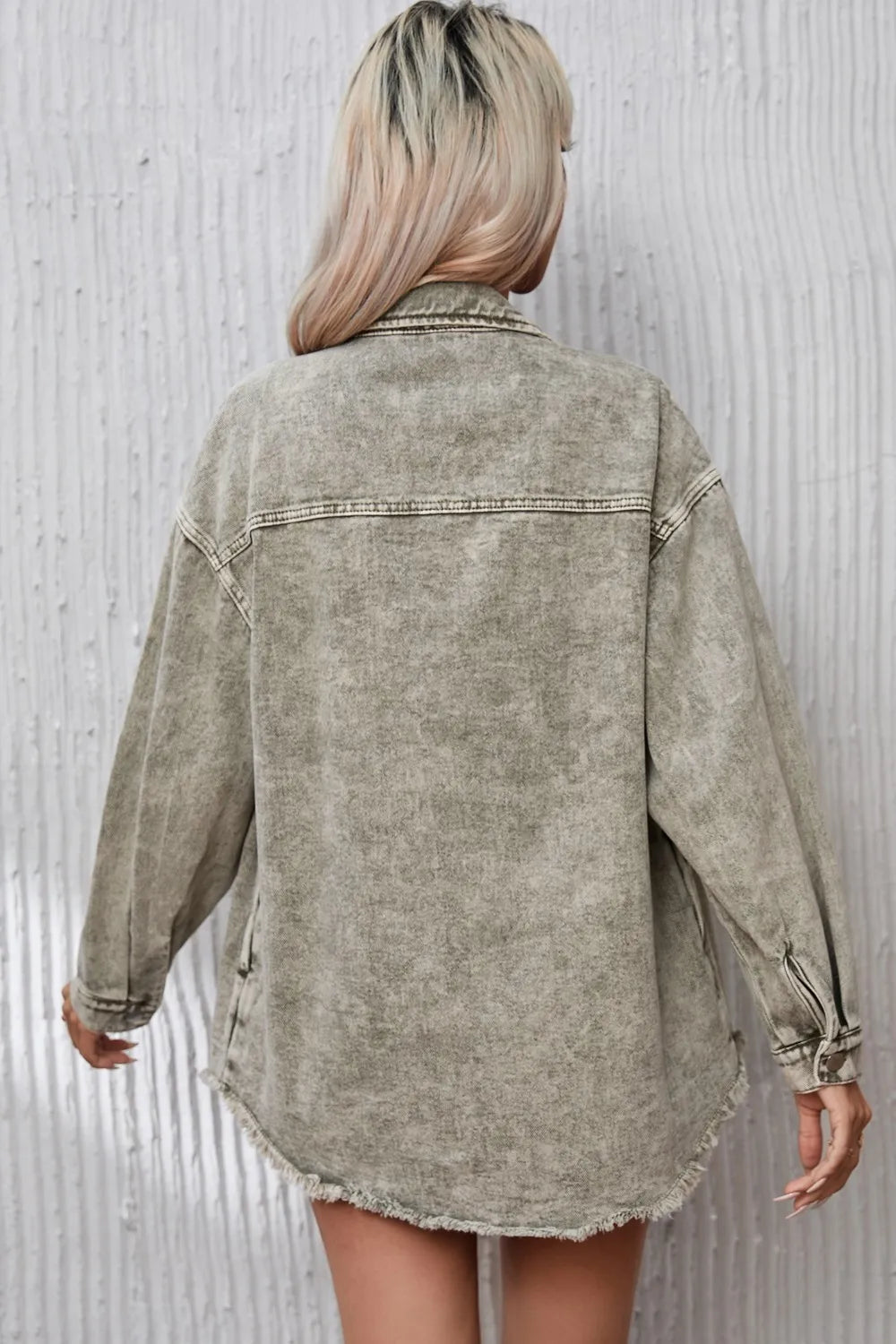 Button Up Pocketed Raw Hem Denim Jacket – Trendsi | ClozArt