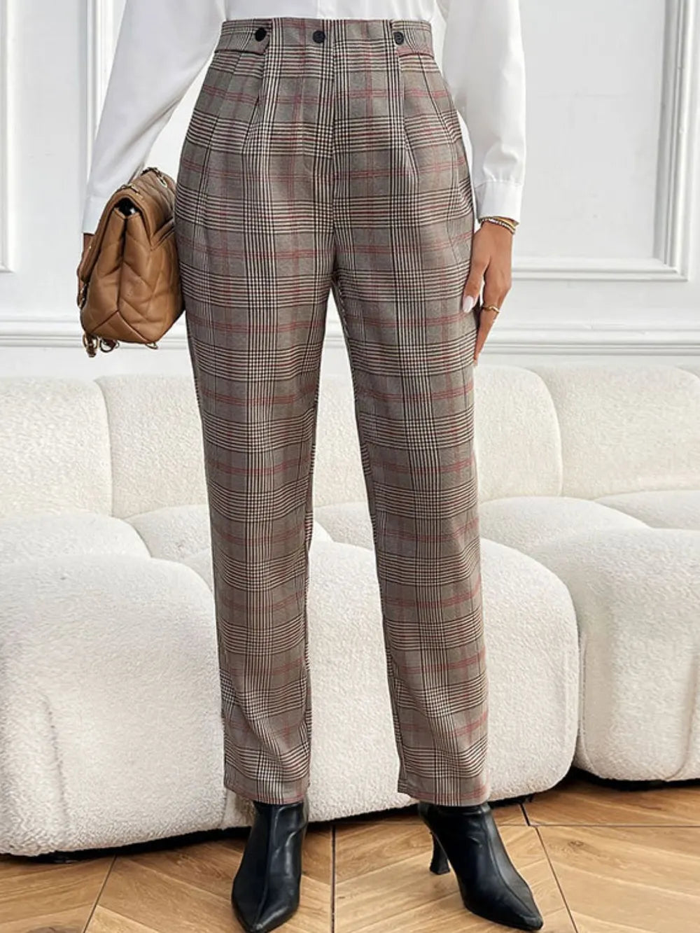 Perfee Plaid Straight Pants with Pockets – Trendsi | ClozArt