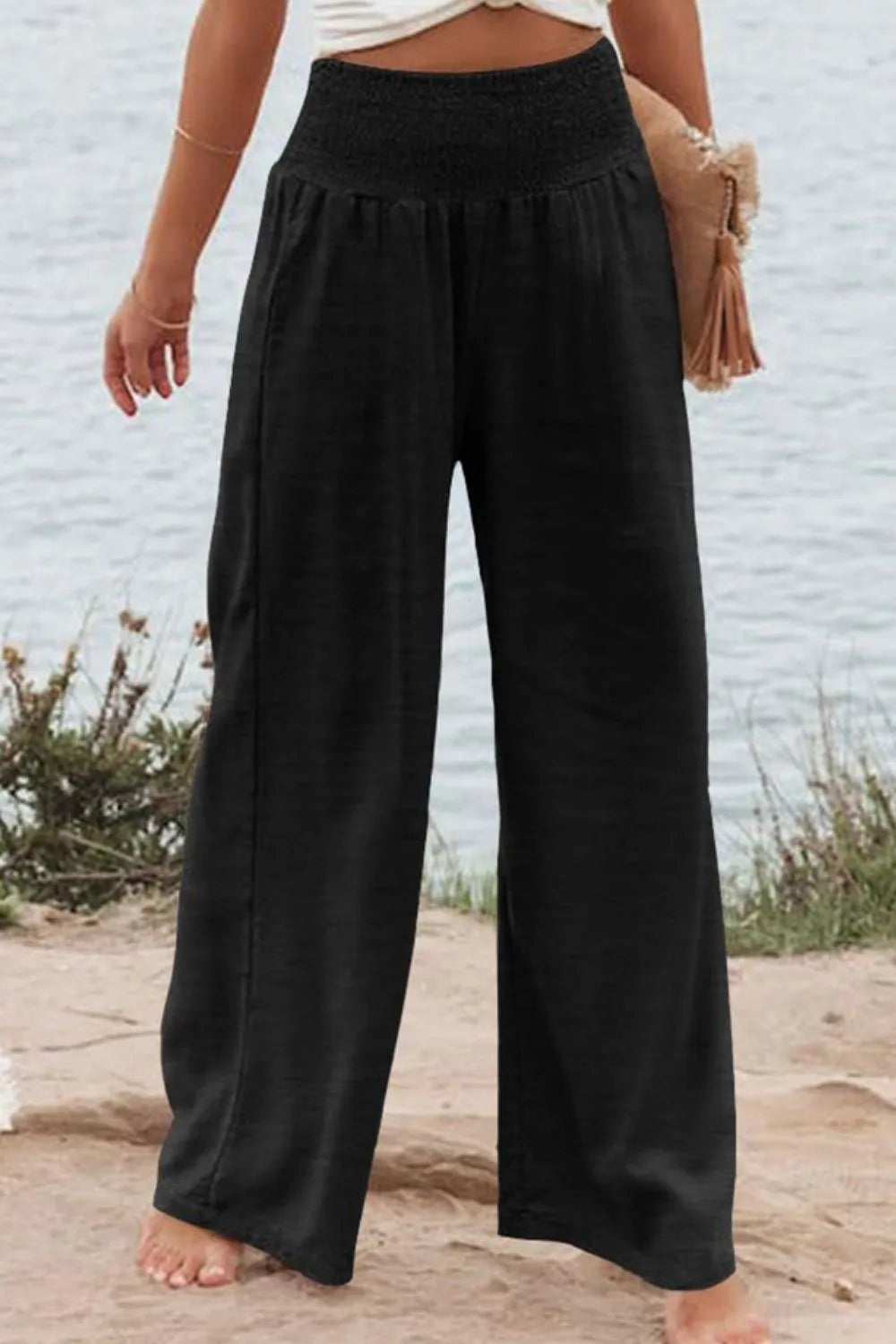 Plus Size Smocked High Waist Wide Leg Pants – Trendsi | ClozArt