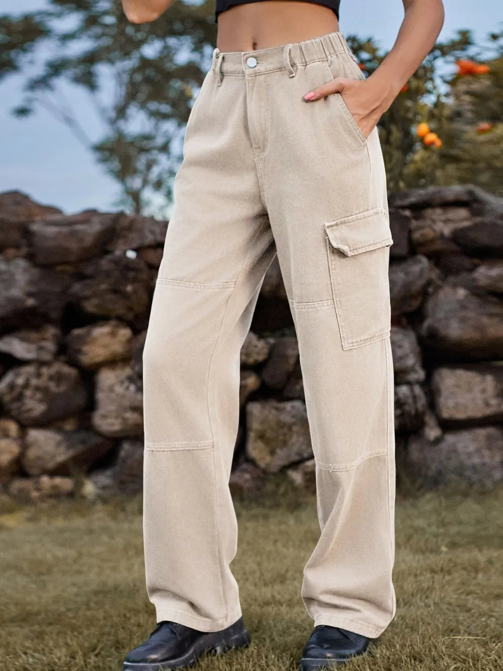 High Waist Cargo Straight Jeans – Trendsi | ClozArt