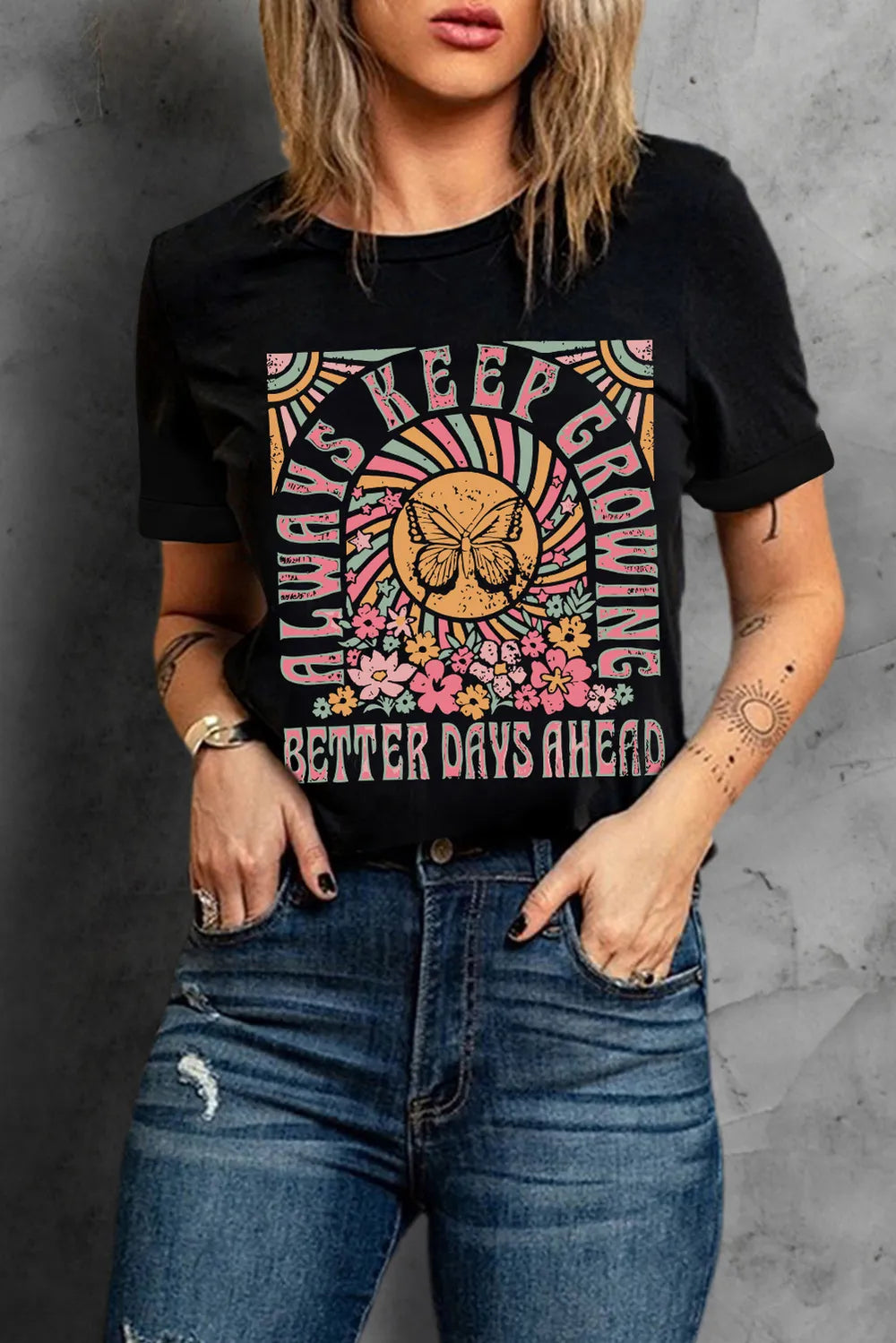 Graphic Round Neck Short Sleeve T-Shirt – Trendsi | ClozArt