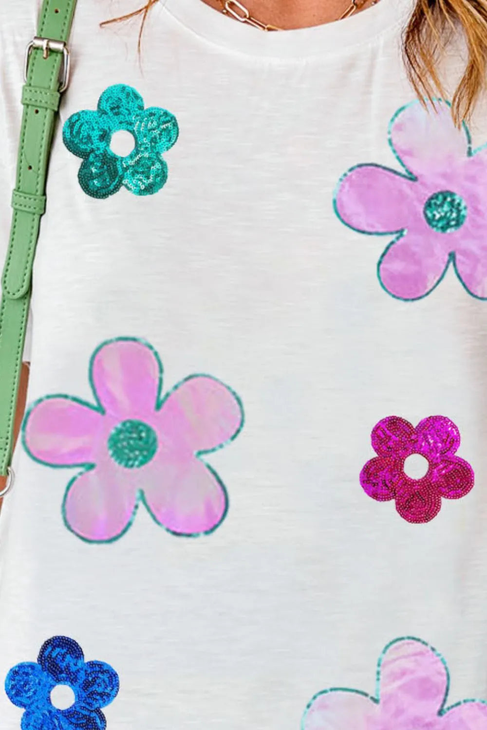 Flower Round Neck Short Sleeve T-Shirt – Trendsi | ClozArt