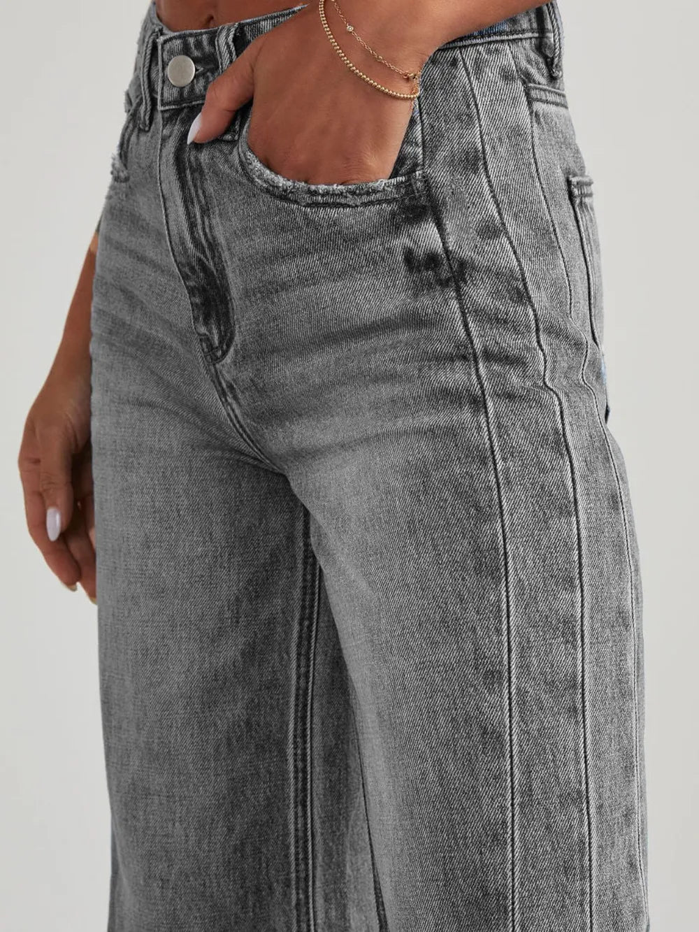 Raw Hem Wide Leg Jeans with Pockets – Trendsi | ClozArt