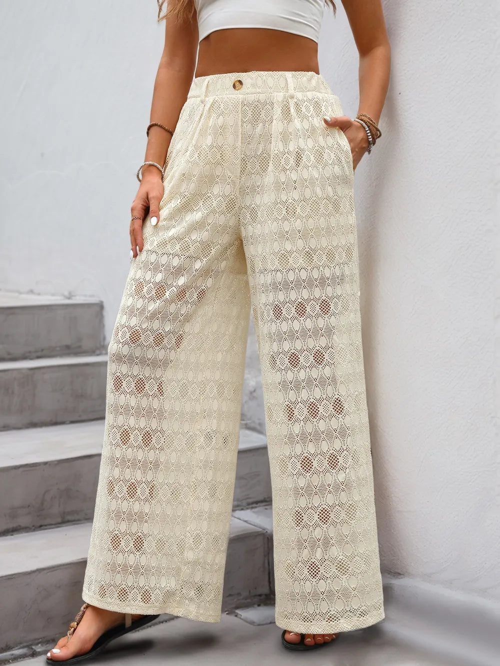 Decorative Button Wide Leg Pants – Trendsi | ClozArt