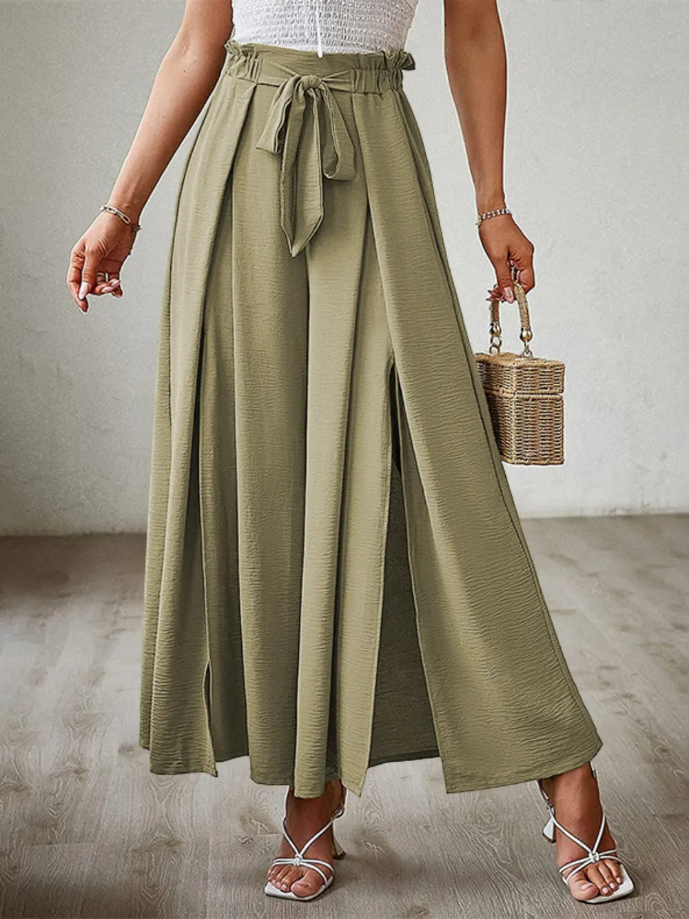 Tied Slit Wide Leg Pants – Trendsi | ClozArt