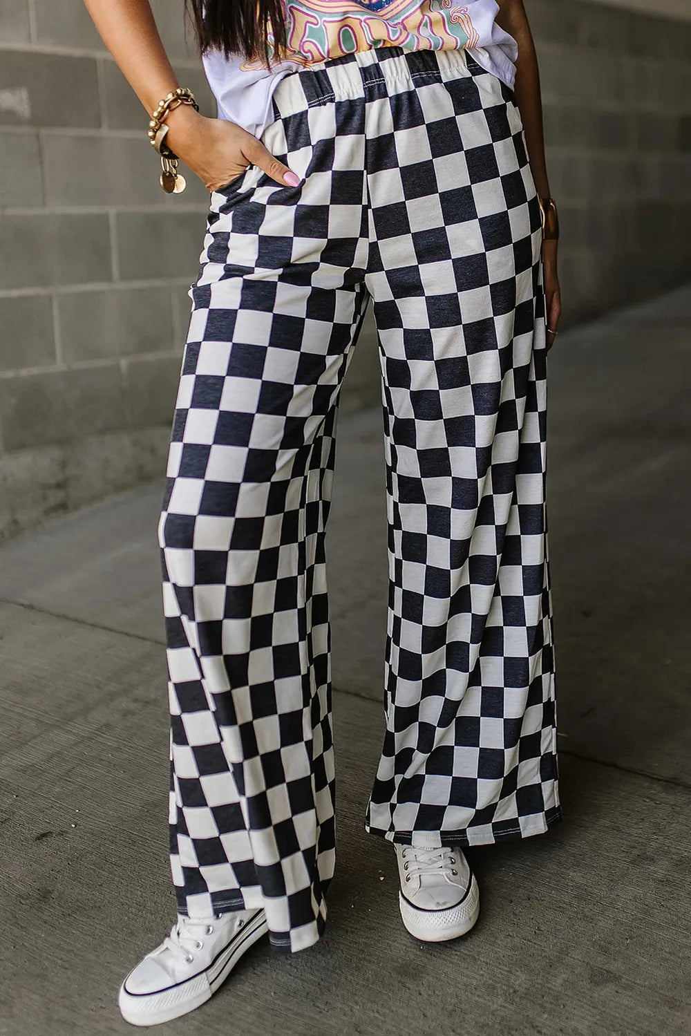 Checkered Wide Leg Pants – Trendsi | ClozArt