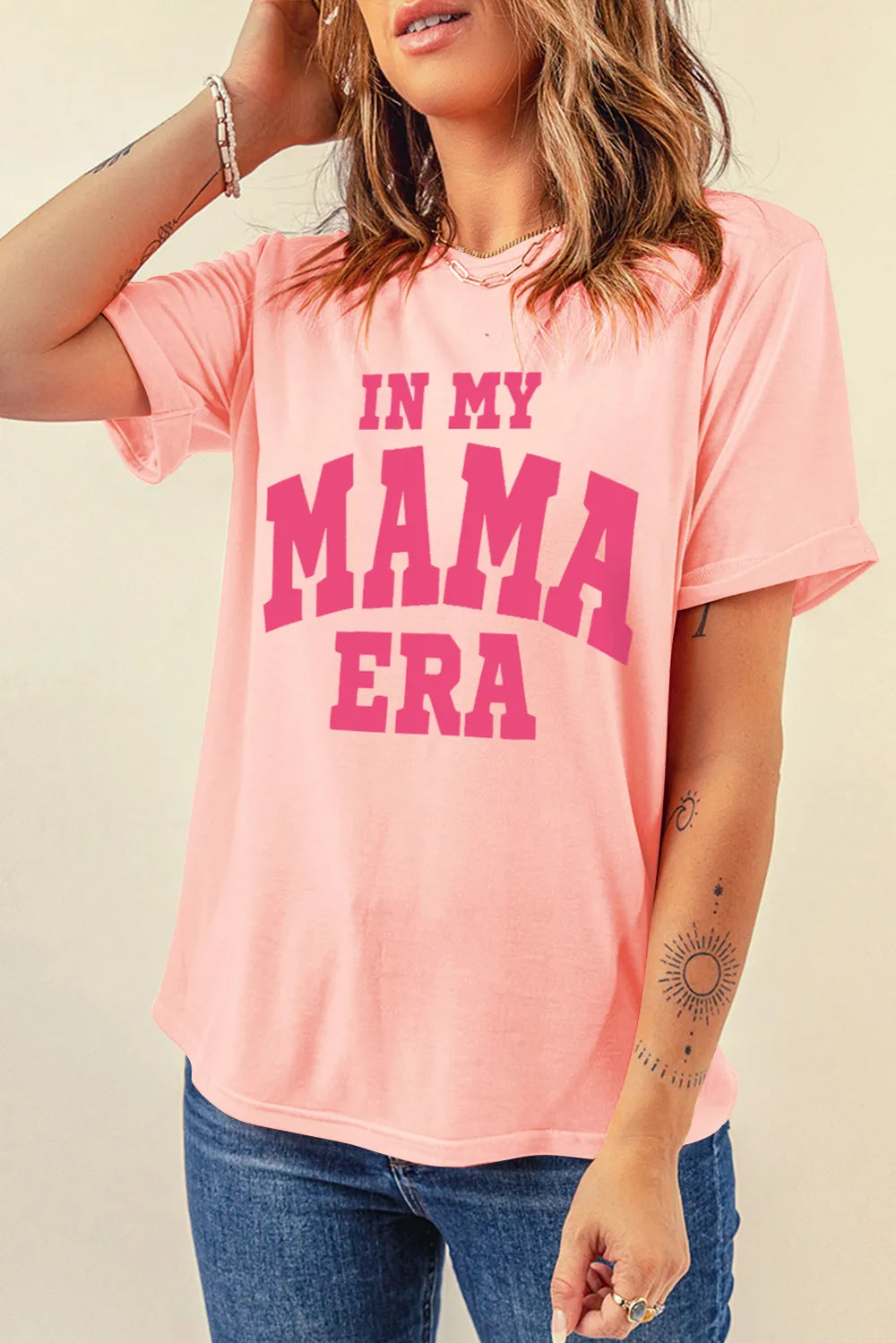 IN MY MAMA ERA Round Neck T-Shirt – Trendsi | ClozArt