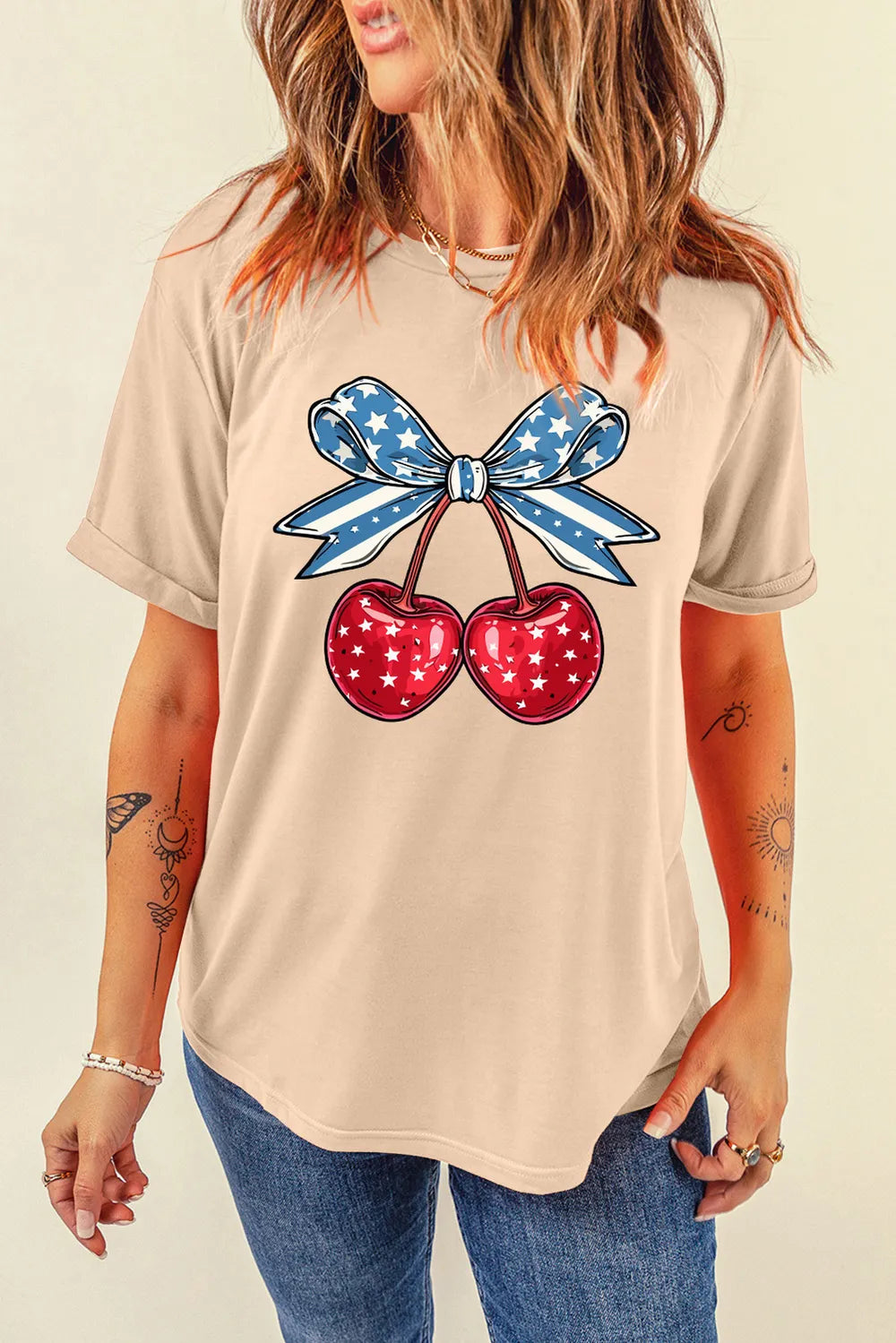 Cherry Graphic Round Neck Short Sleeve T-Shirt – Trendsi | ClozArt