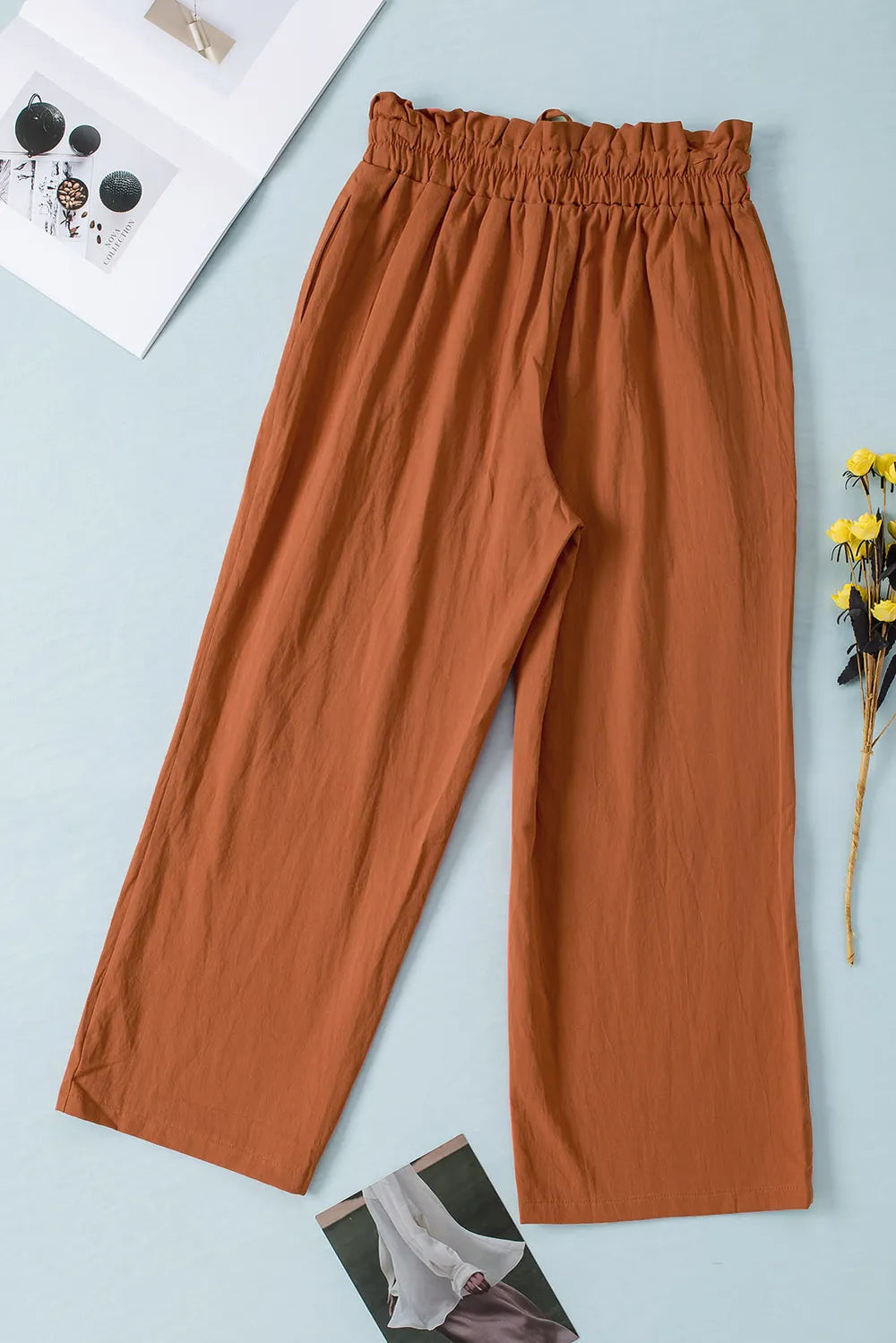 Drawstring Paperbag Waist Wide Leg Pants – Trendsi | ClozArt