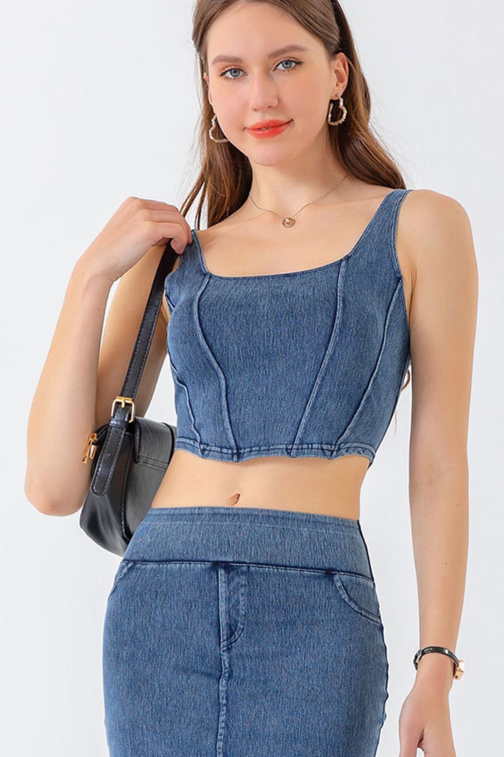 Seam Detail Cropped Denim Tank – Trendsi | ClozArt
