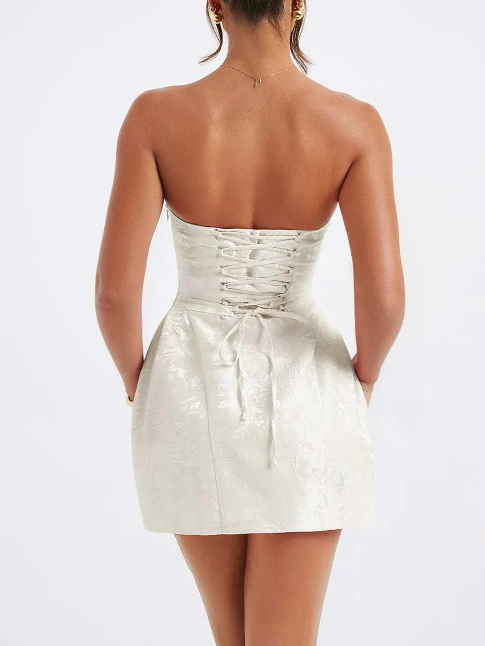 Lace-Up Sleeveless Satin Mini Dress with Bow – Trendsi | ClozArt