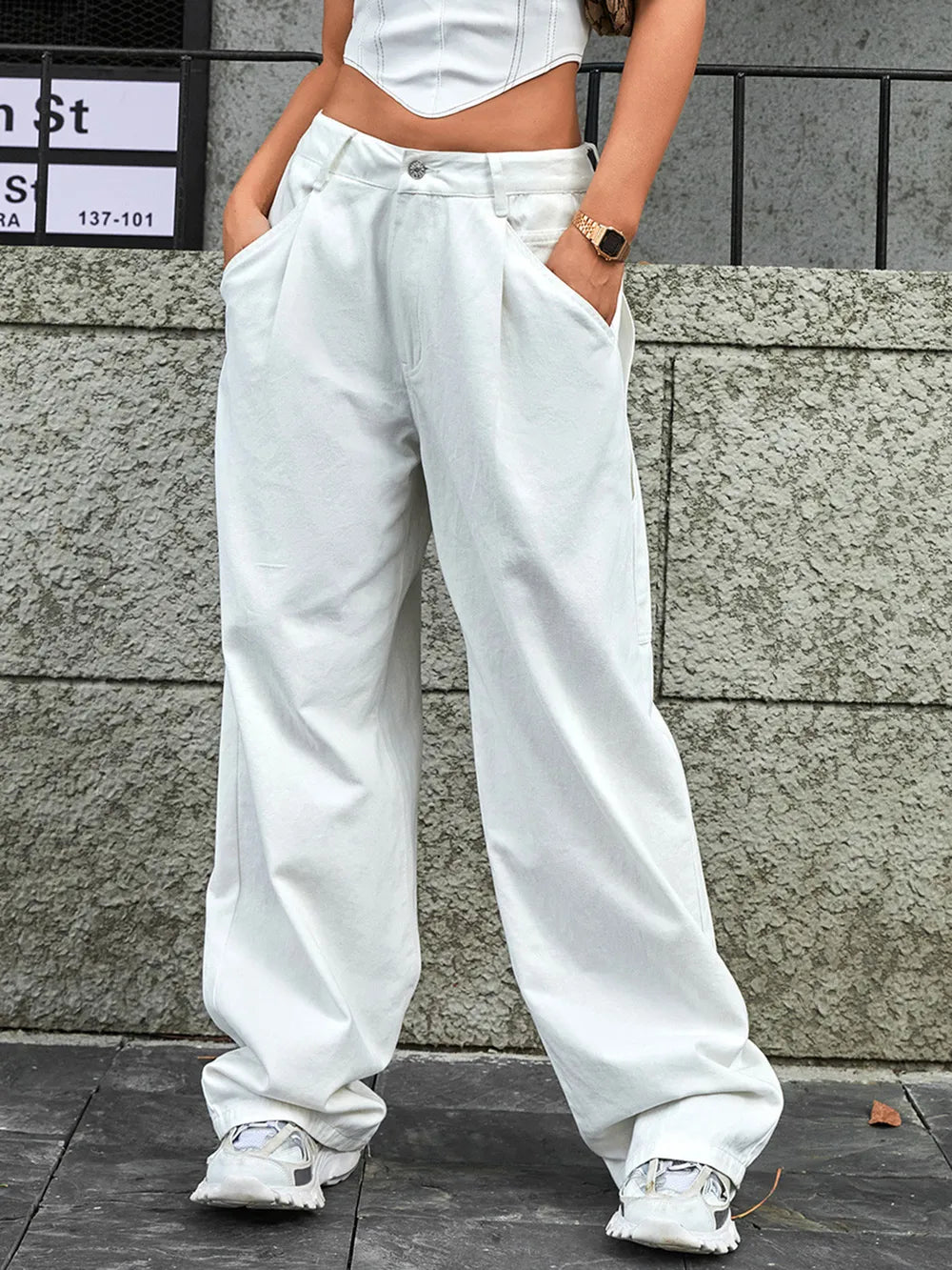 Wide Leg Jeans with Pockets – Trendsi | ClozArt