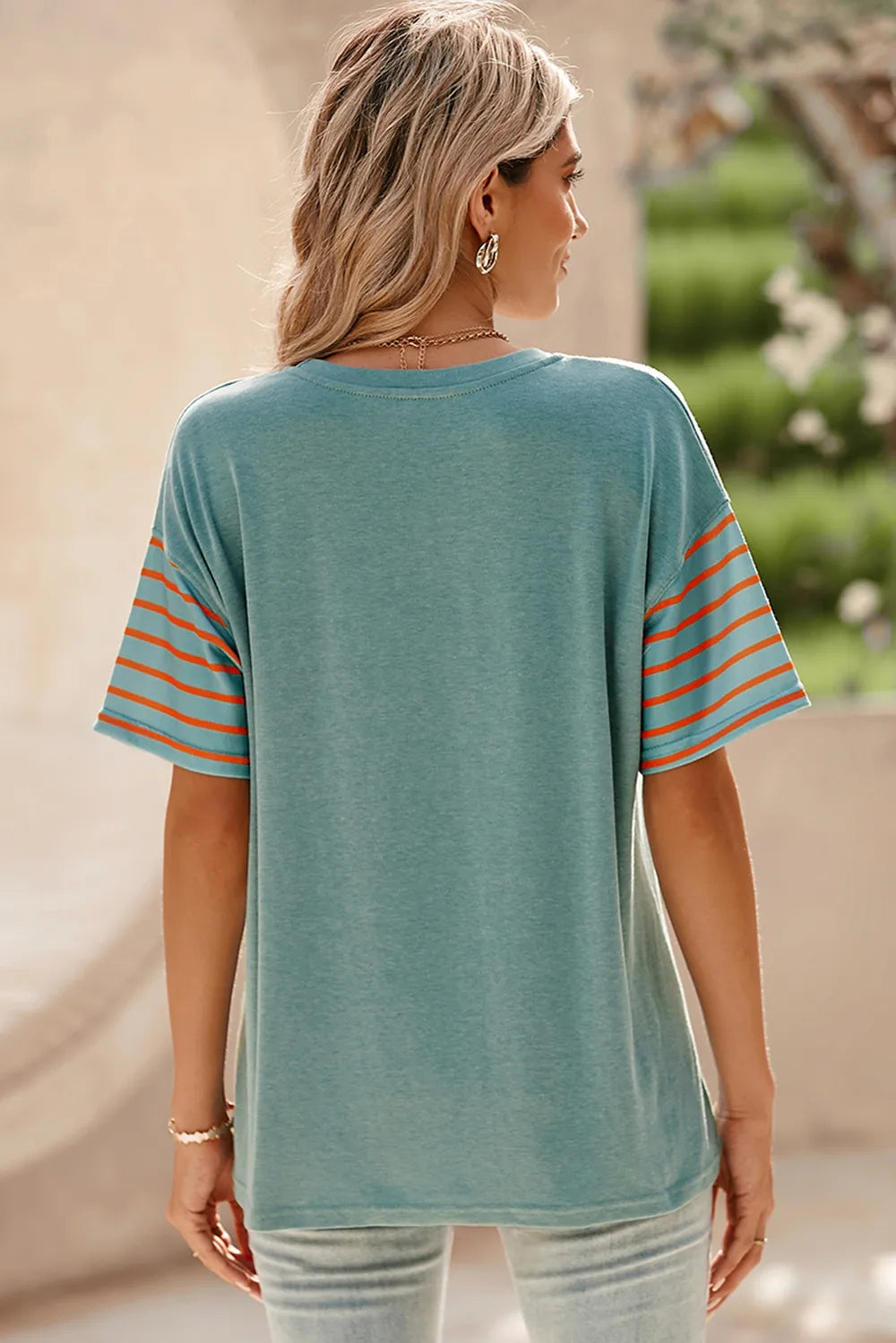 Striped Round Neck Short Sleeve T-Shirt – Trendsi | ClozArt