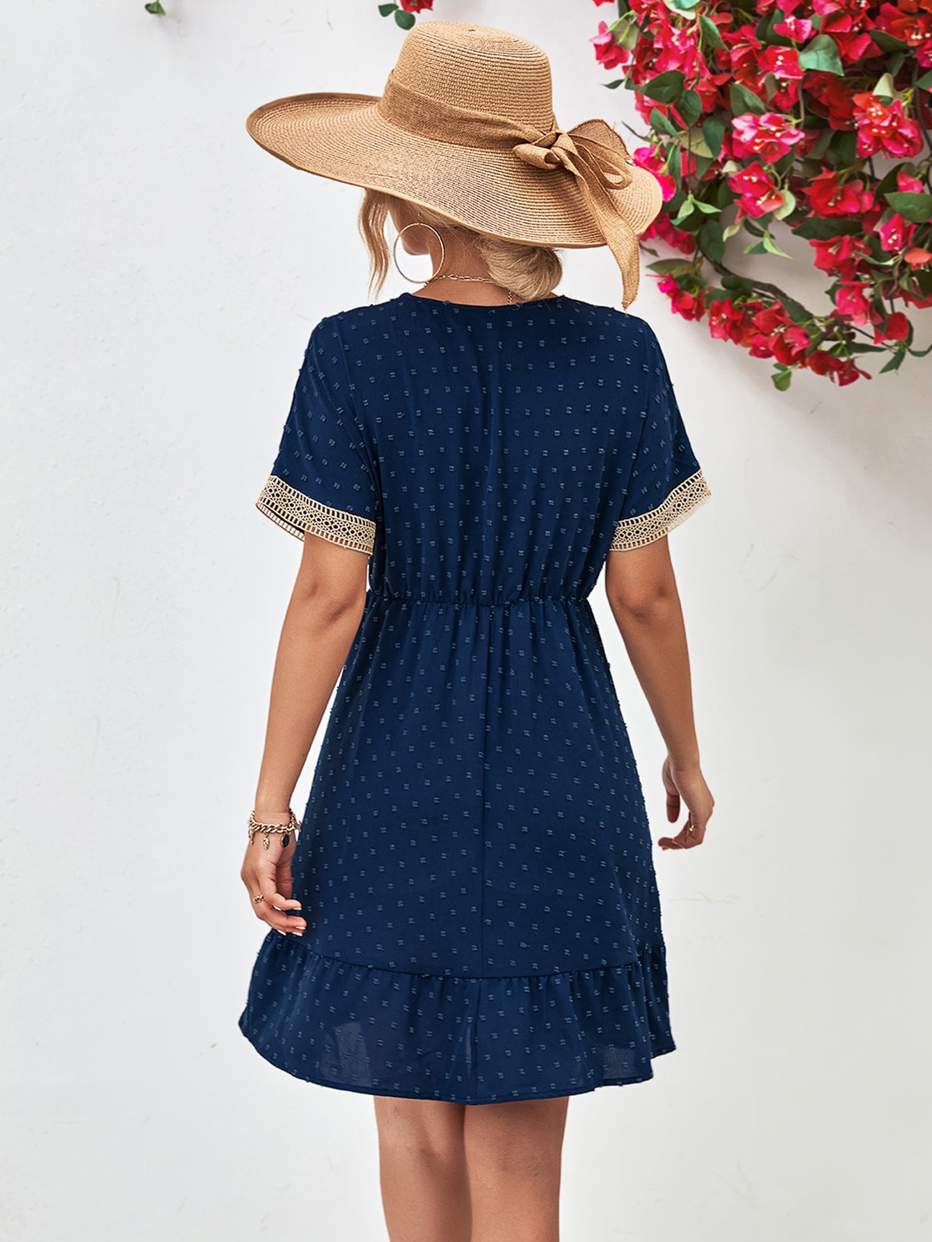 Contrast V-Neck Short Sleeve Mini Dress – Trendsi | ClozArt