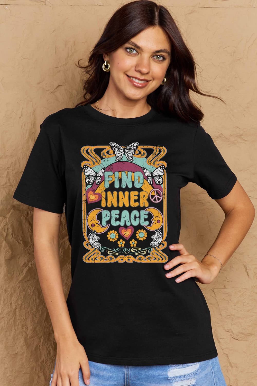 Simply Love Full Size FIND INNER PEACE Graphic Cotton T-Shirt – Trendsi | ClozArt
