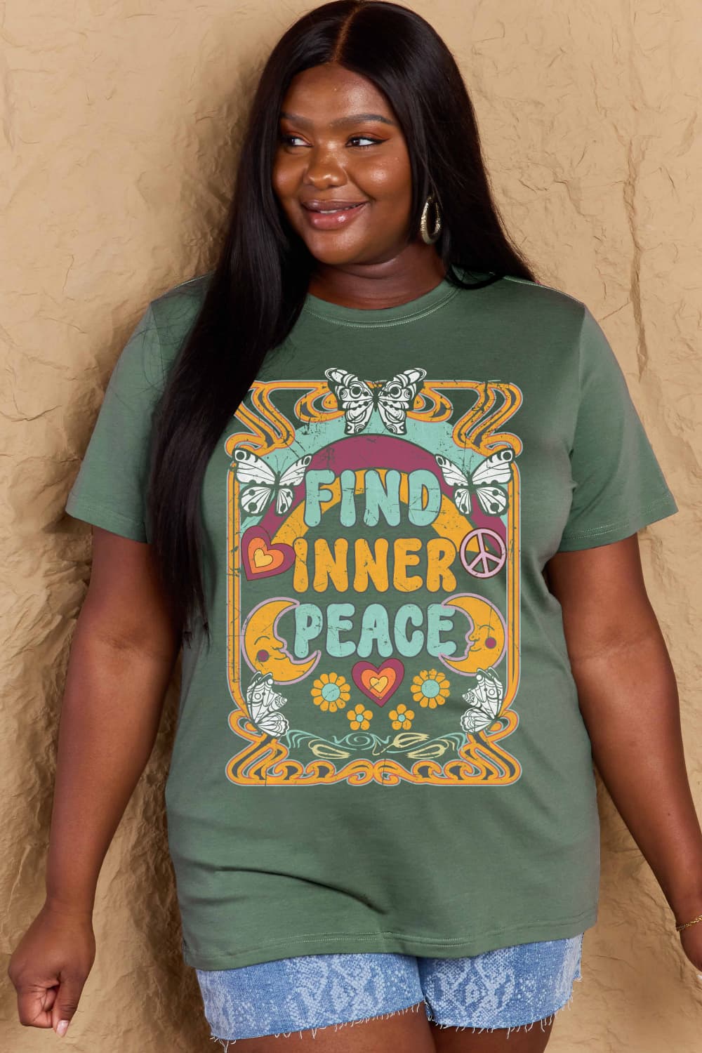 Simply Love Full Size FIND INNER PEACE Graphic Cotton T-Shirt – Trendsi | ClozArt