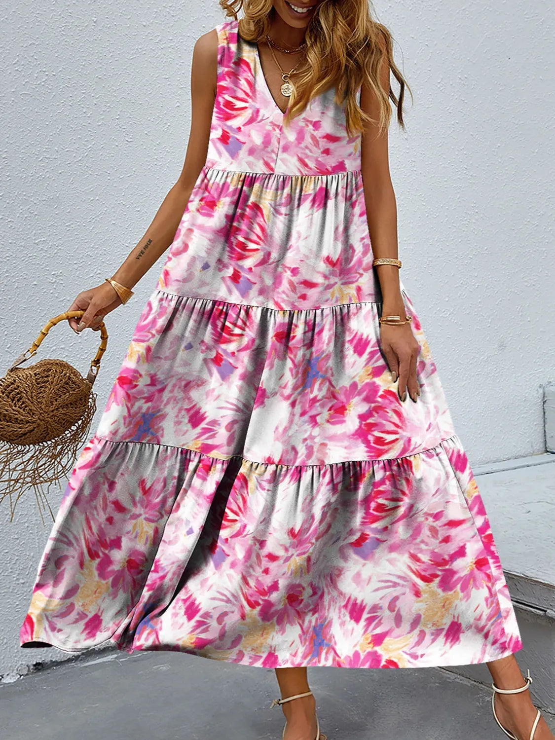 Floral Tiered Maxi Tank Dress – Trendsi | ClozArt