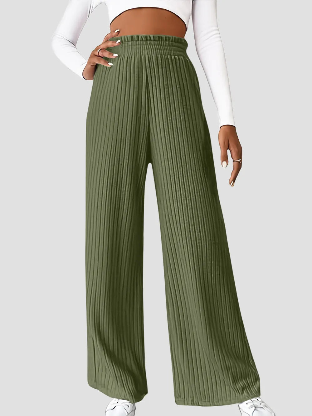 Ribbed High Waist Pants – Trendsi | ClozArt