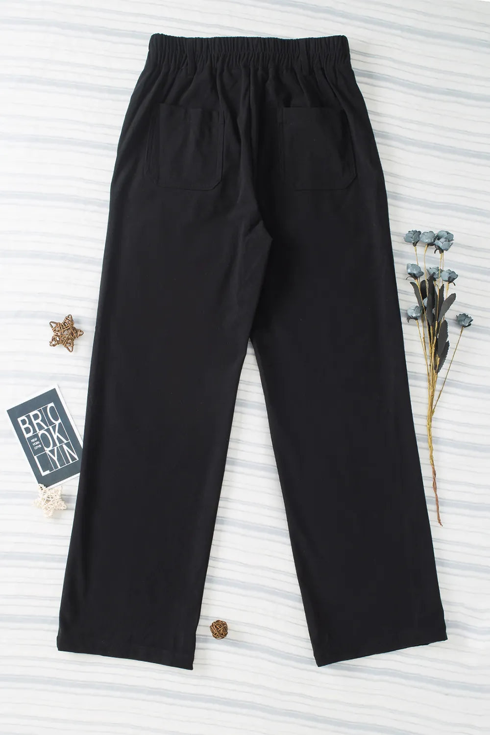 Half Elastic Waist Straight Pants – Trendsi | ClozArt