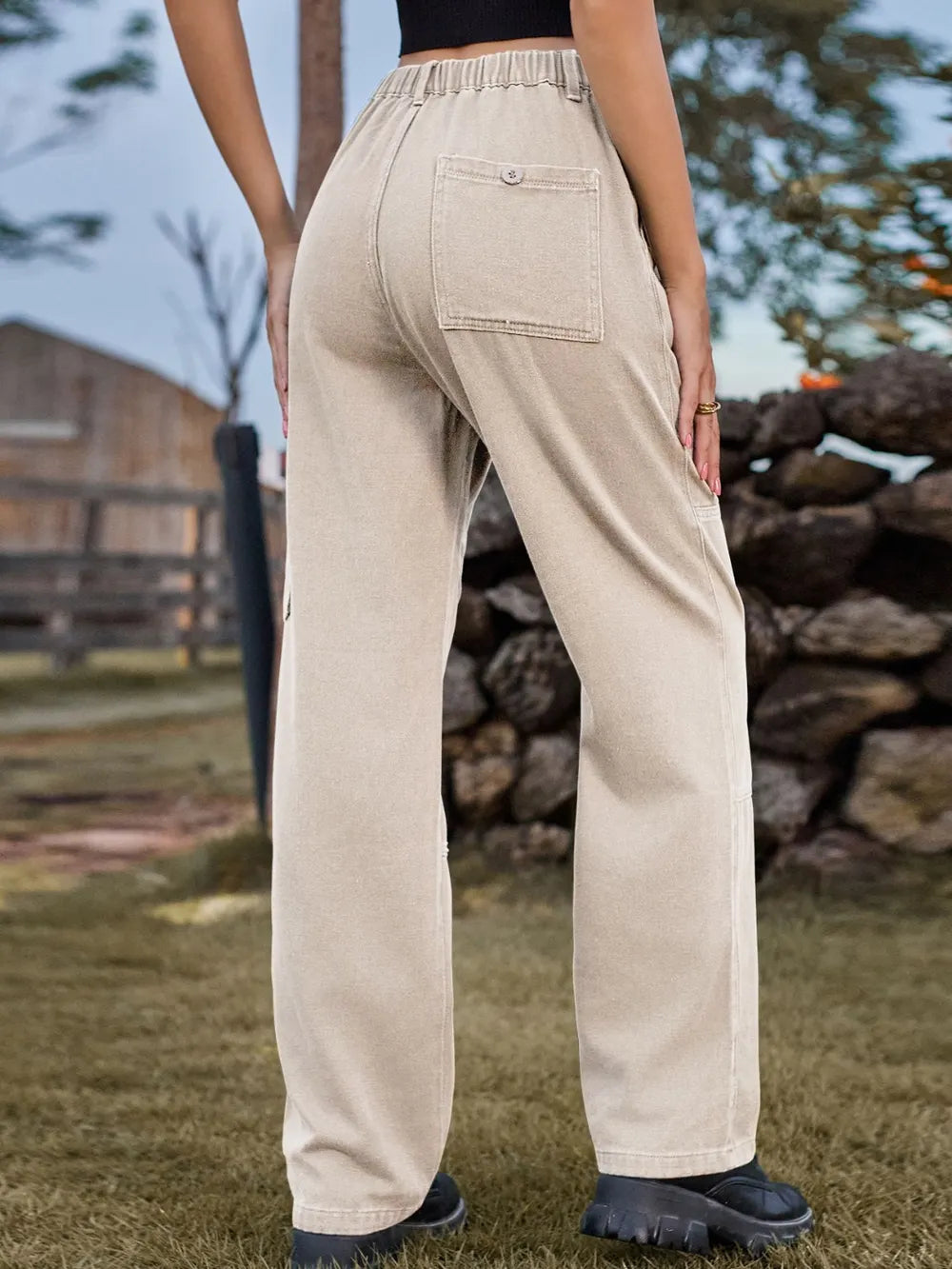 High Waist Cargo Straight Jeans – Trendsi | ClozArt