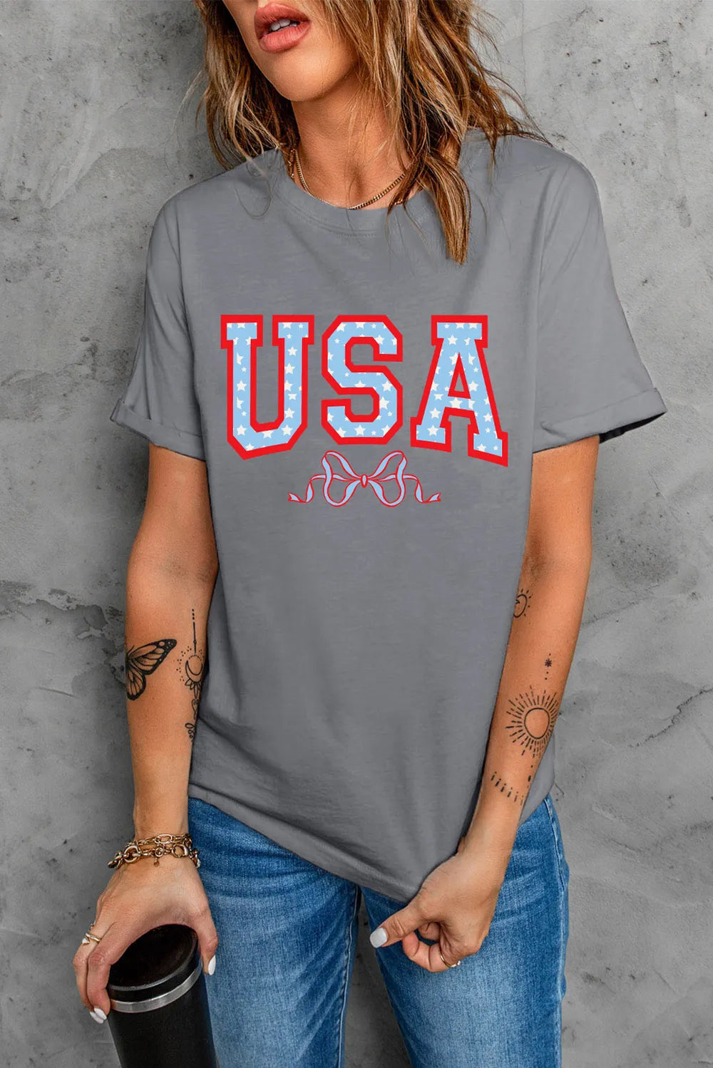 USA Round Neck Short Sleeve T-Shirt – Trendsi | ClozArt