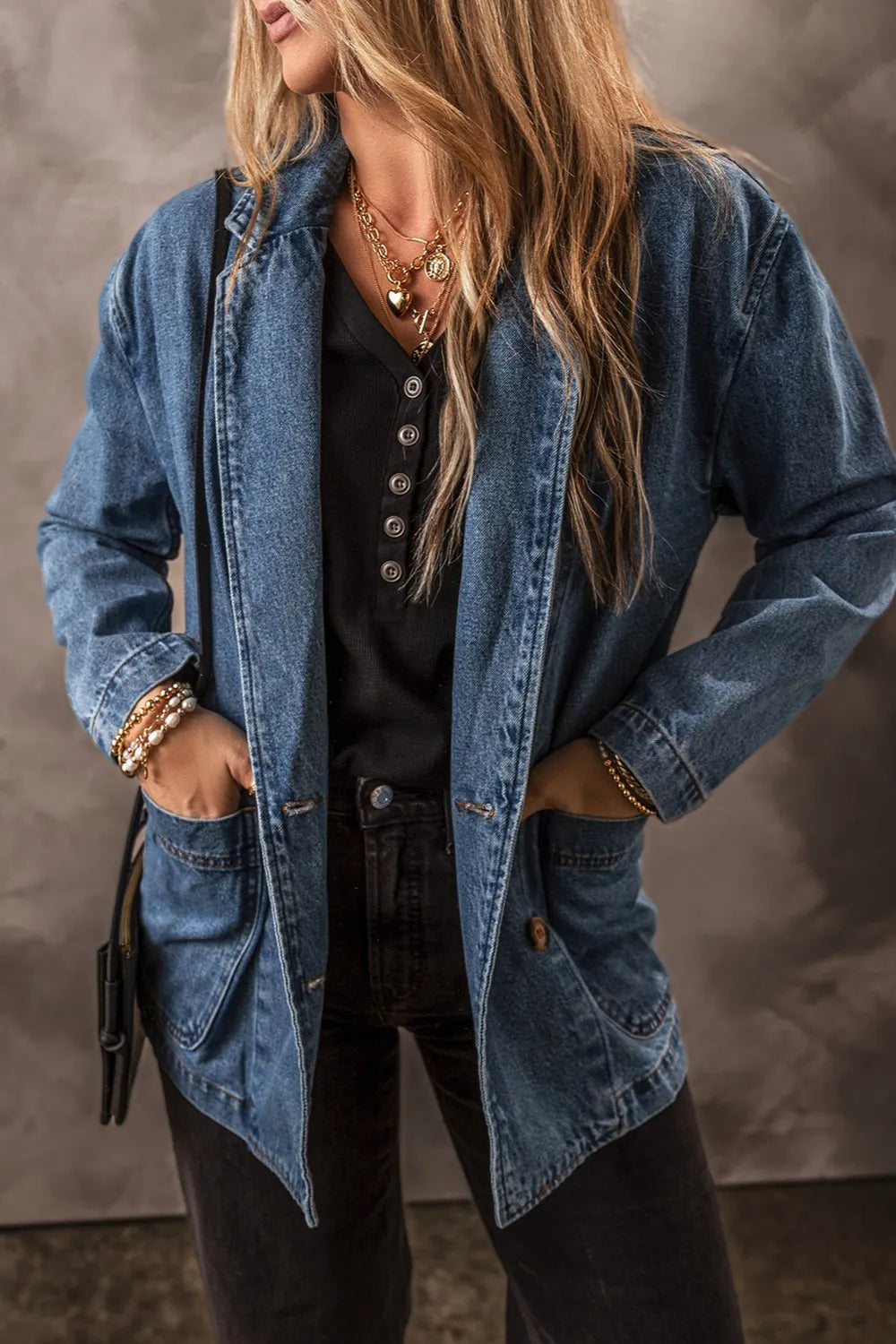 Pocketed Long Sleeve Denim Jacket – Trendsi | ClozArt