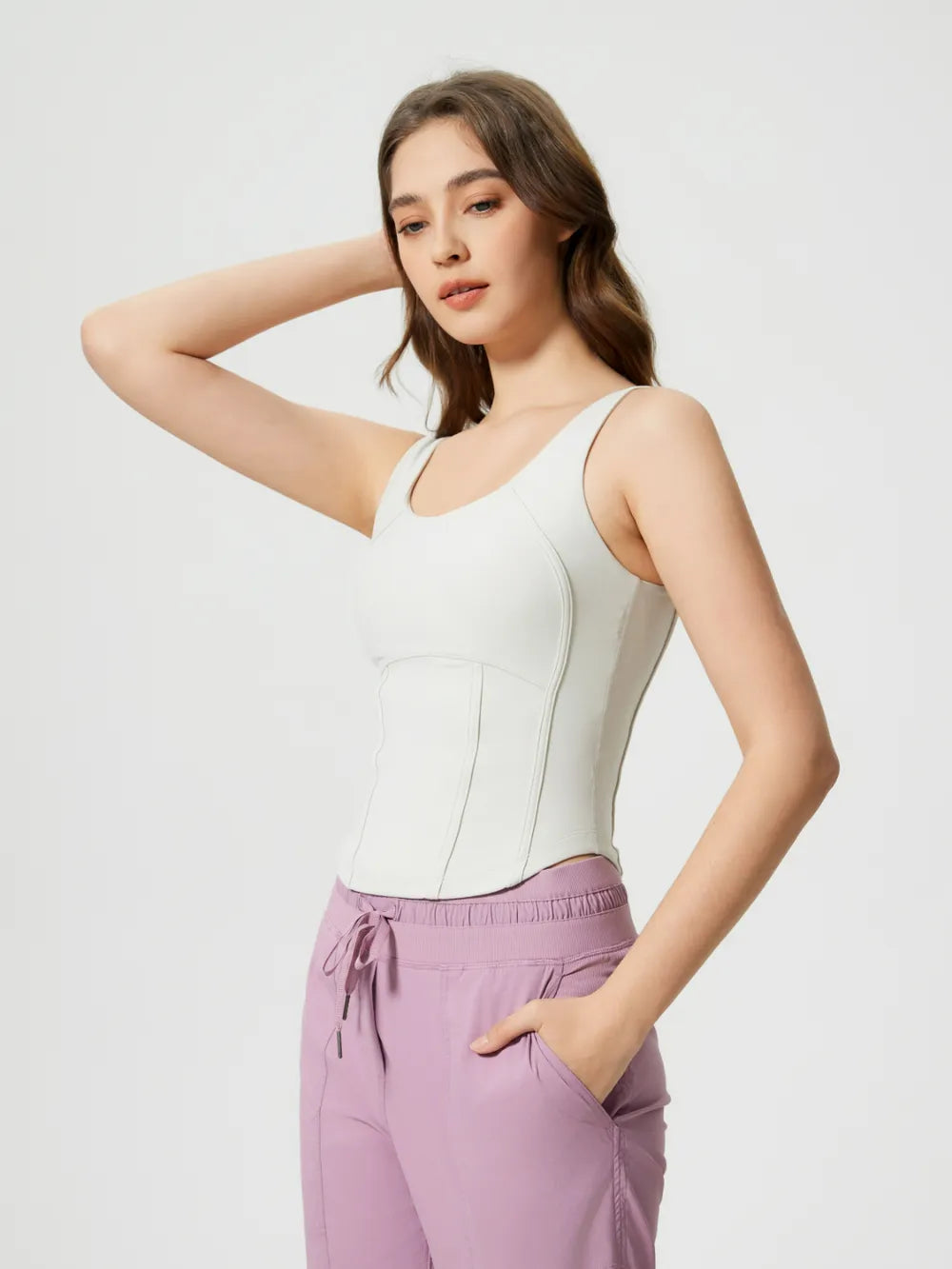 Millennia Round Neck Wide Strap Active Tank with Detachable Chest Pads – Trendsi | ClozArt