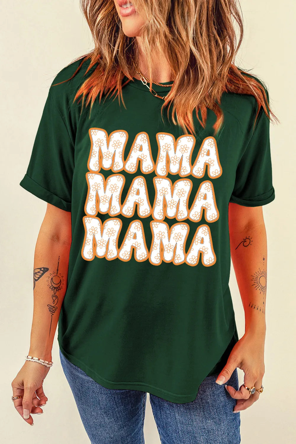 MAMA Round Neck Short Sleeve T-Shirt – Trendsi | ClozArt