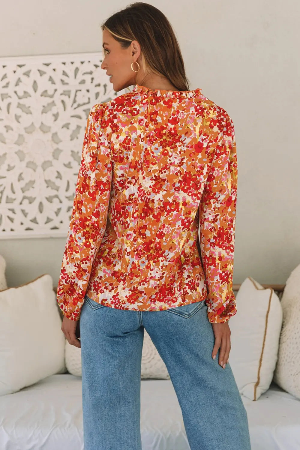 Floral Notched Balloon Sleeve Blouse – Trendsi | ClozArt